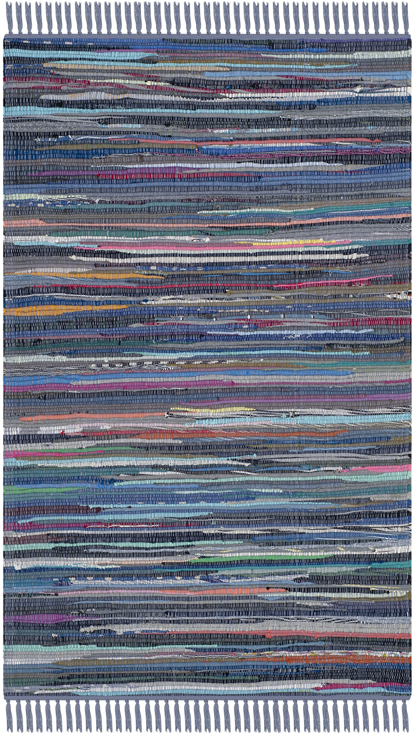 SAFAVIEH Rag Rug Collection Accent Rug - 23 x 5, Purple & Multi, Handmade Boho Stripe Cotton, Ideal for High Traffic Areas in 