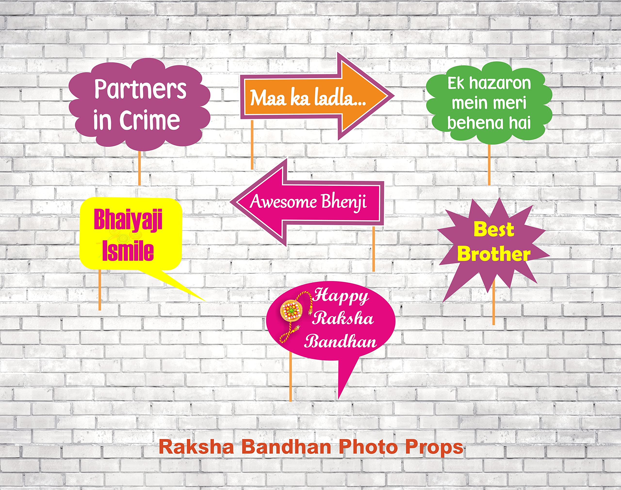 Untumble 7 Pcs Raksha Bandhan Props for Photoshoot | Raksha Bandhan Photo Booth Props | Rakhi Decorative Items | Rakhi Props for