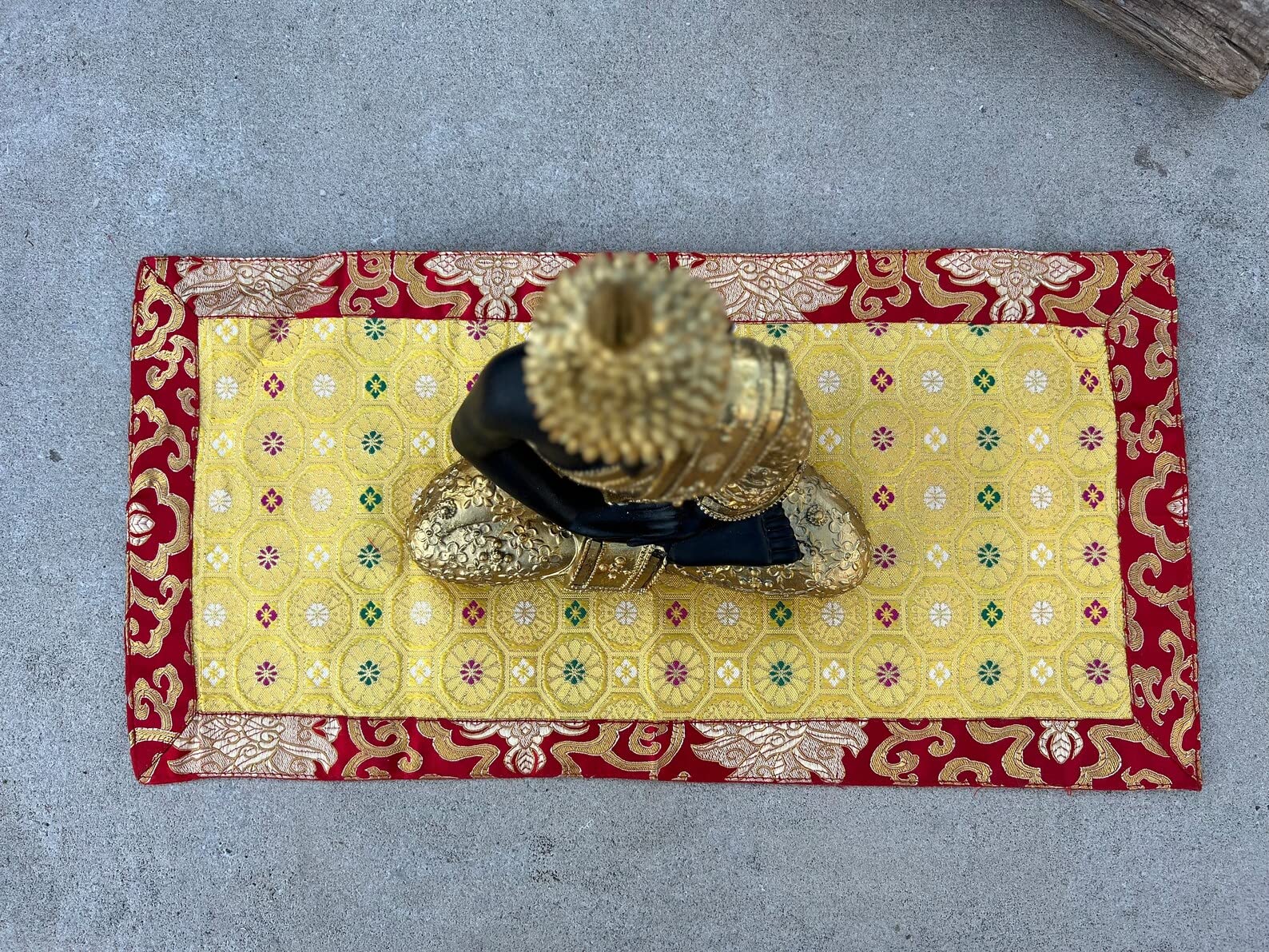 Dharmaobjects Tibetan Silk Brocade Table Runner / Shrine Cover / Altar Cloth / Table Cover (20 X 10 Inches)