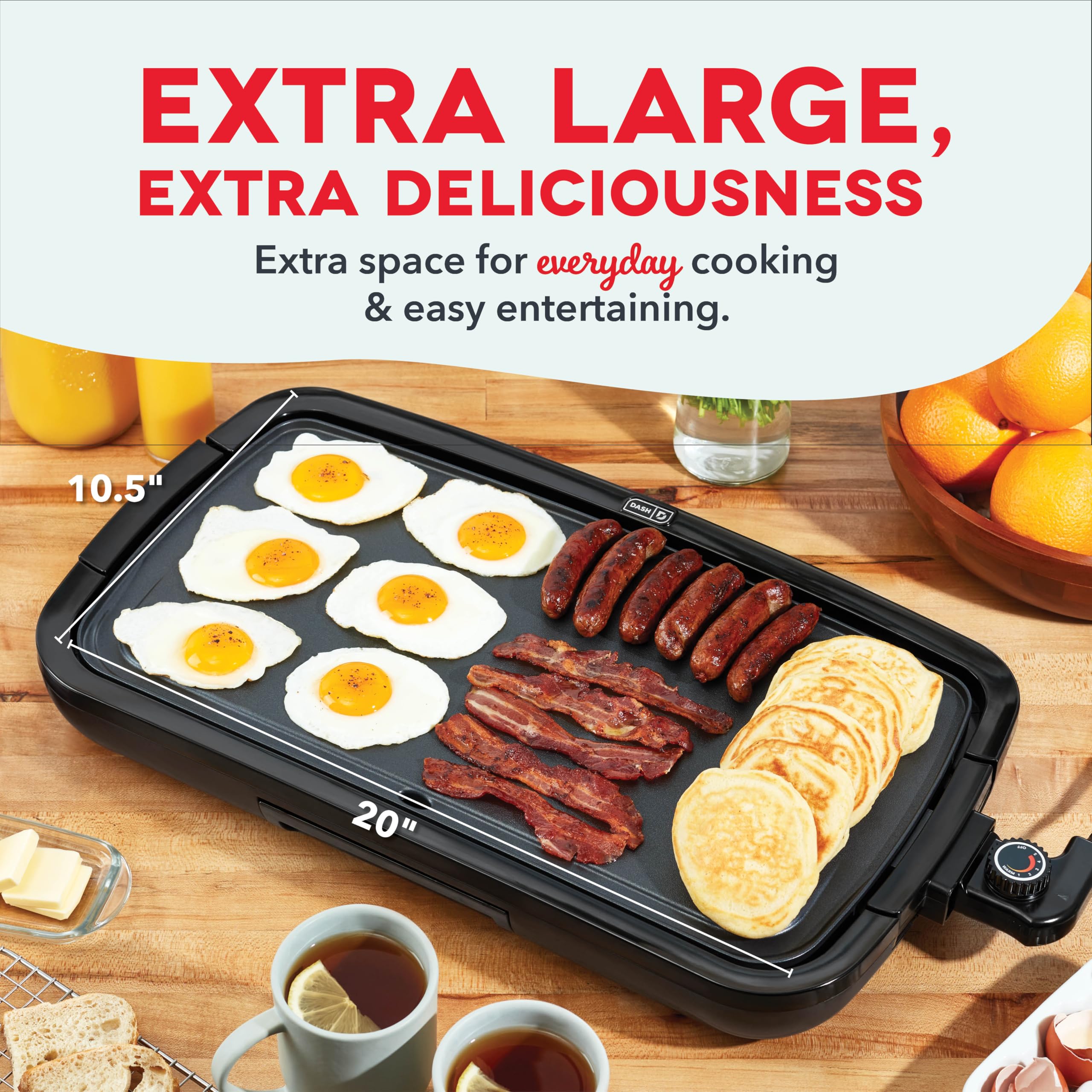 Dash Deluxe Everyday Electric Griddle With Dishwasher Safe Removable Nonstick Cooking Plate For Pancakes, Burgers, Eggs And More