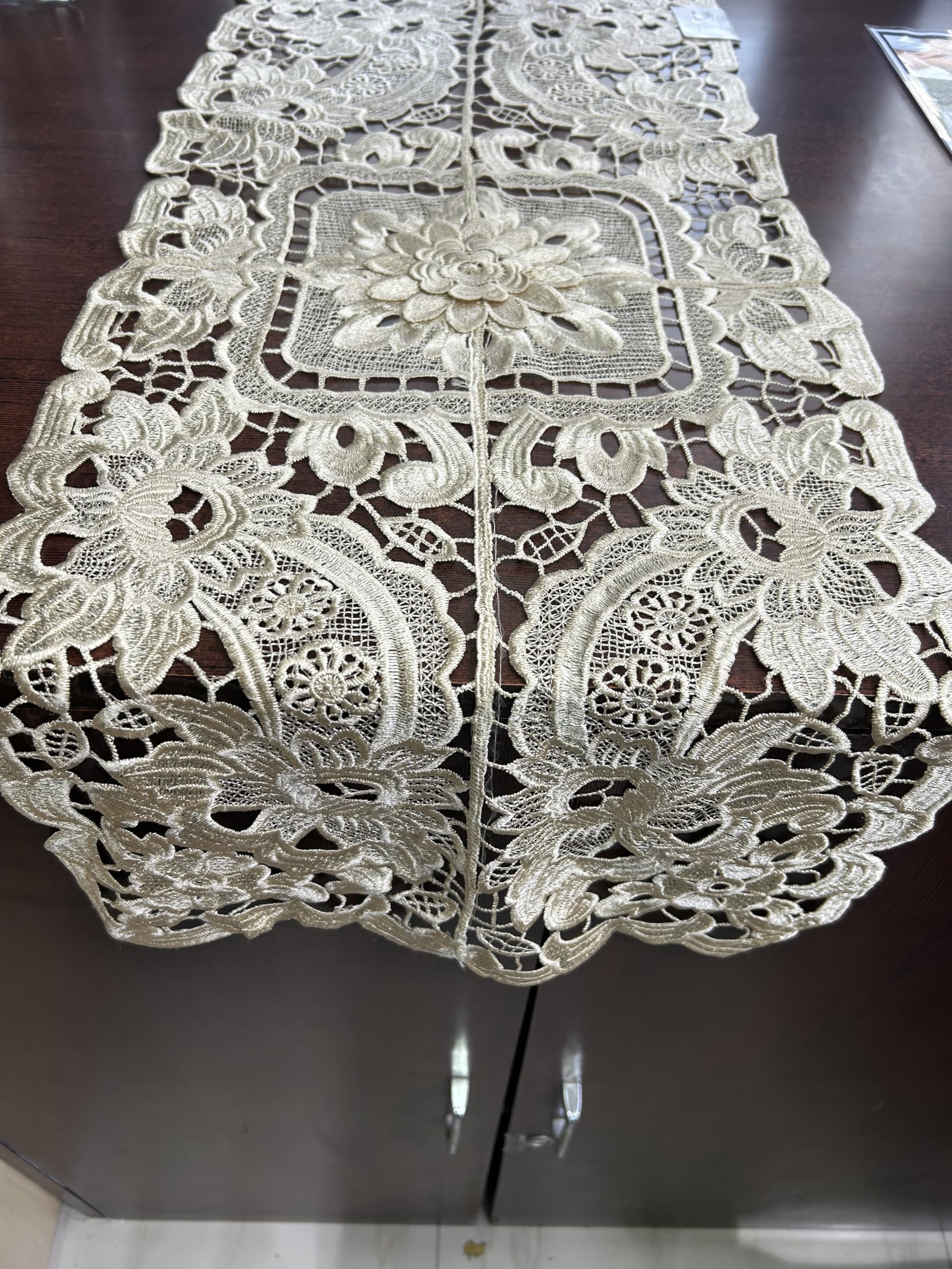 VHC Table Runner Heavy Cutwork, Rectangle, for Center Table Under 999 (B1)