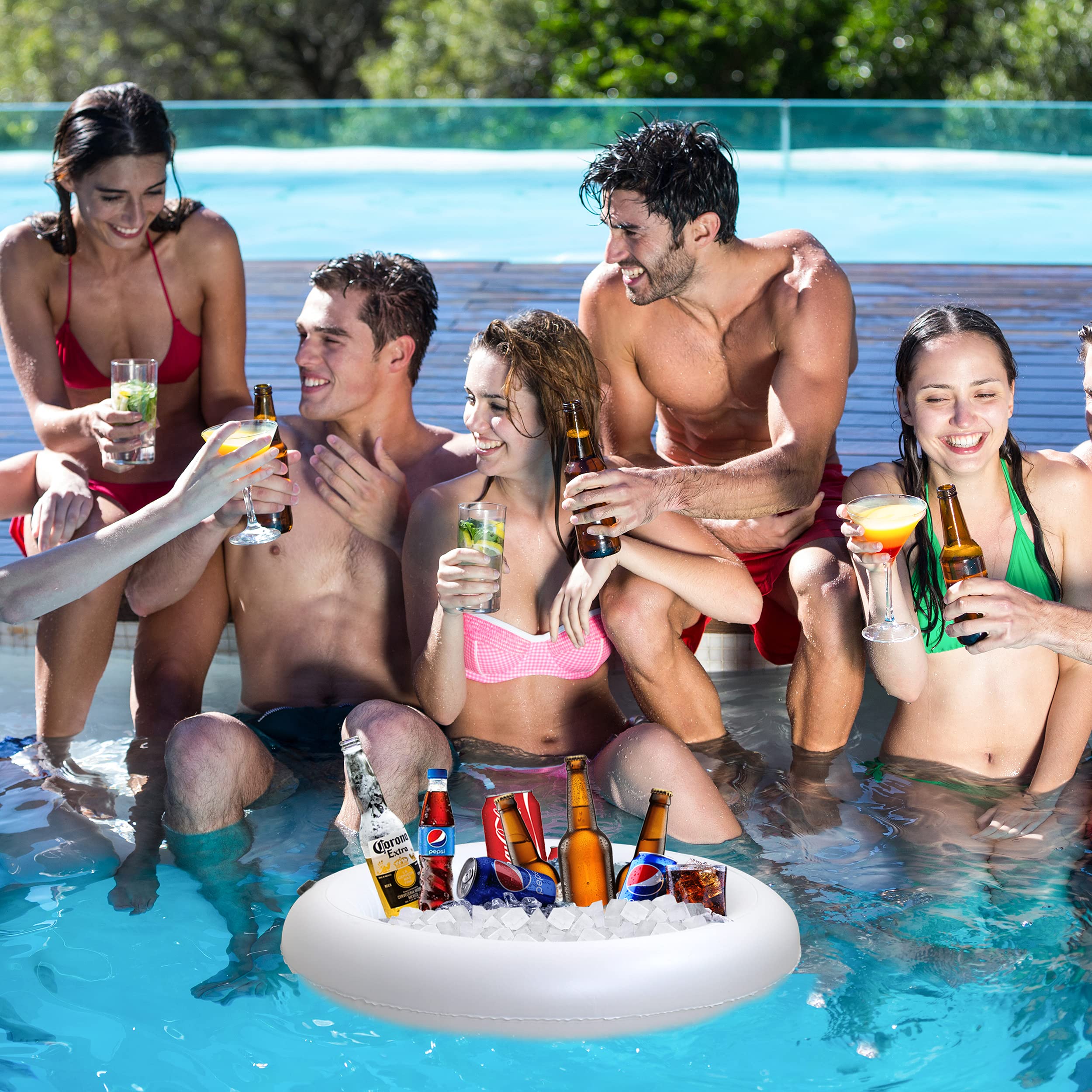 Inflatable Serving Salad Bar Buffet - With Drain New Innovative Valve For Easy Inflation/Deflation By Food & Drink Holder For Pi