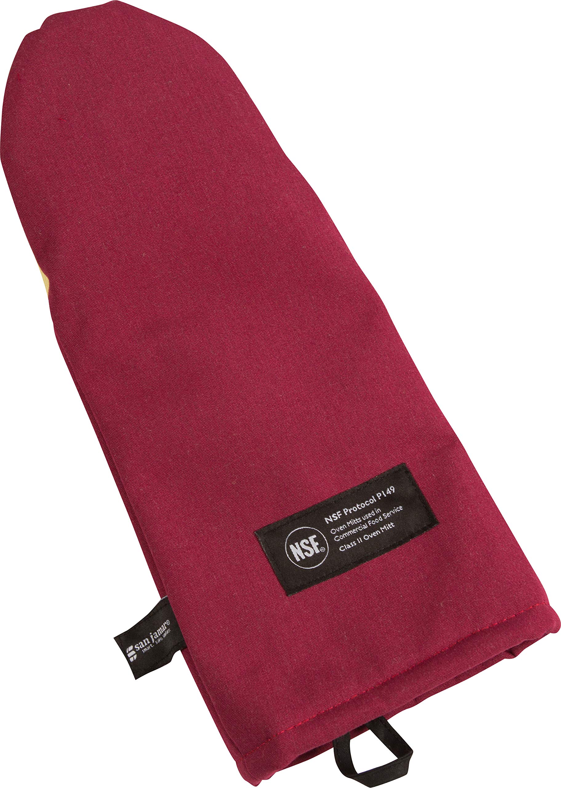 San Jamar Kt0115K Cool Touch Flame Puppet High Heat Intermittent Flame Protection Up To 900F Oven Mitt, 15 Inch Length, Red