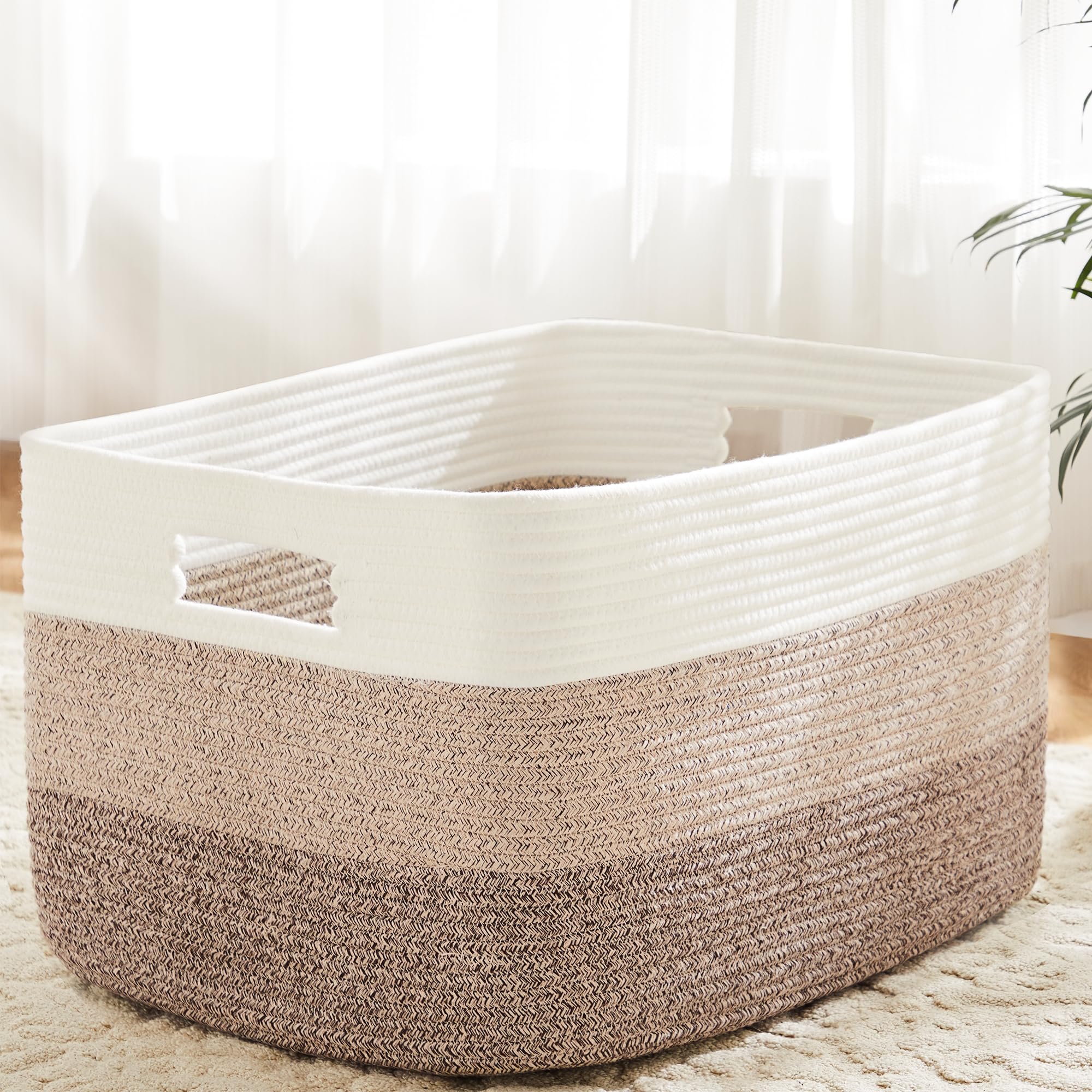 Artfeel Blanket Basket,Rectangle Woven Baskets for Storage,65L Laundry Basket for Decorative Nursery Blanket,Toys,Dirty Clothes 