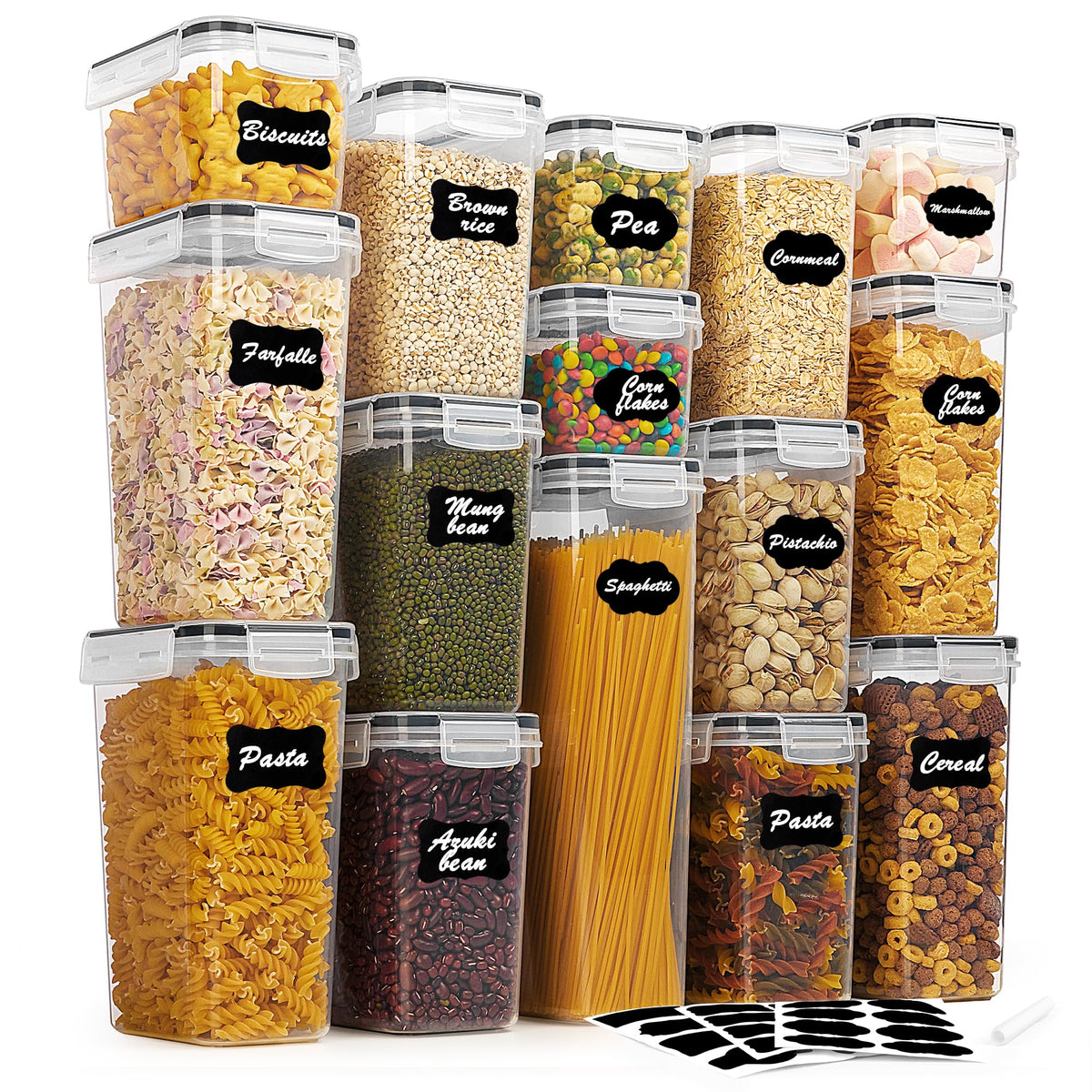 Vtopmart Airtight Food Storage Containers Set With Lids, 15Pcs Bpa Free Plastic Dry Food Canisters For Kitchen Pantry Organizati