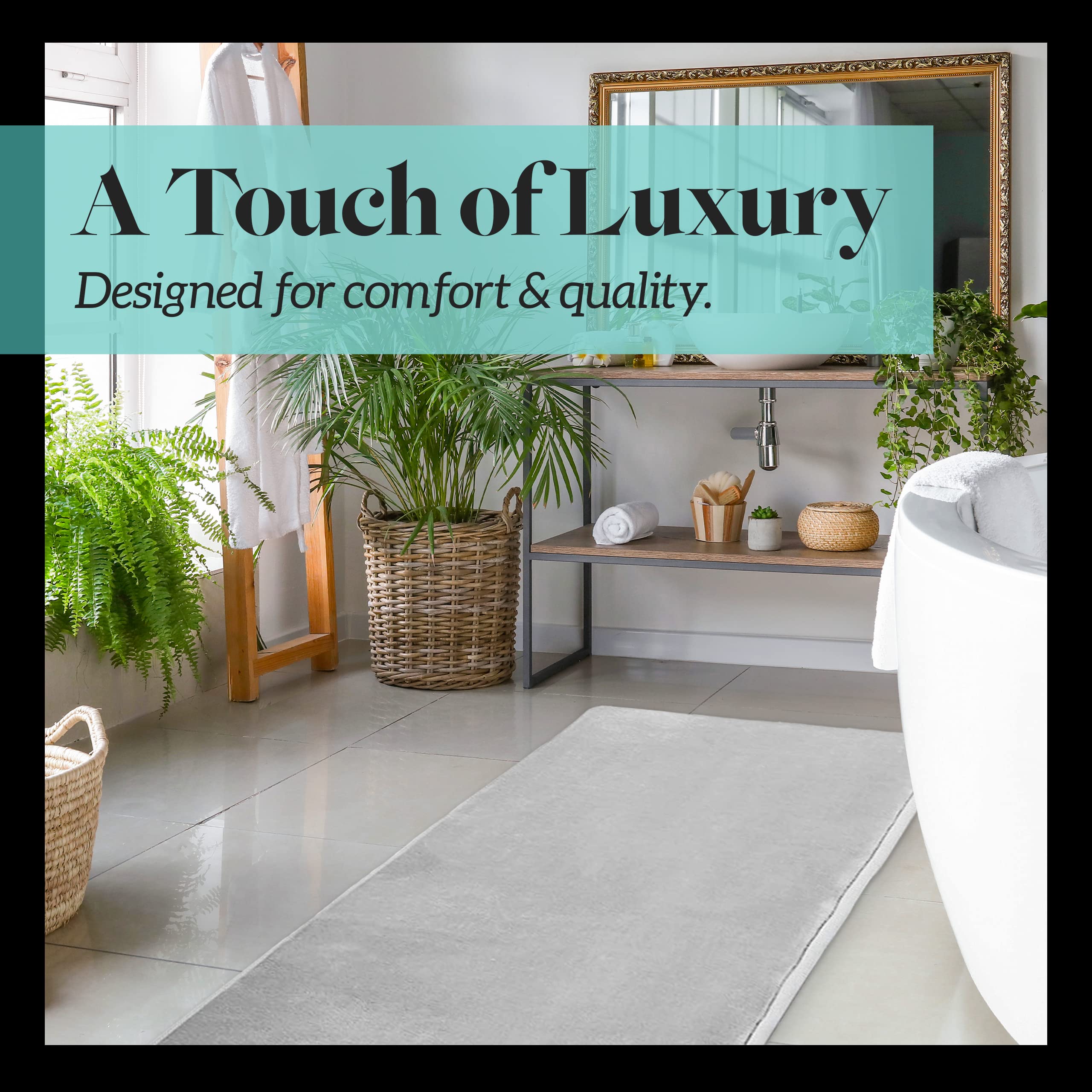 Genteele Bath Mats For Bathroom Non Slip - Silver 20'' X 32'' Memory Foam Bathroom Rugs - Quick Dry Bath Mat