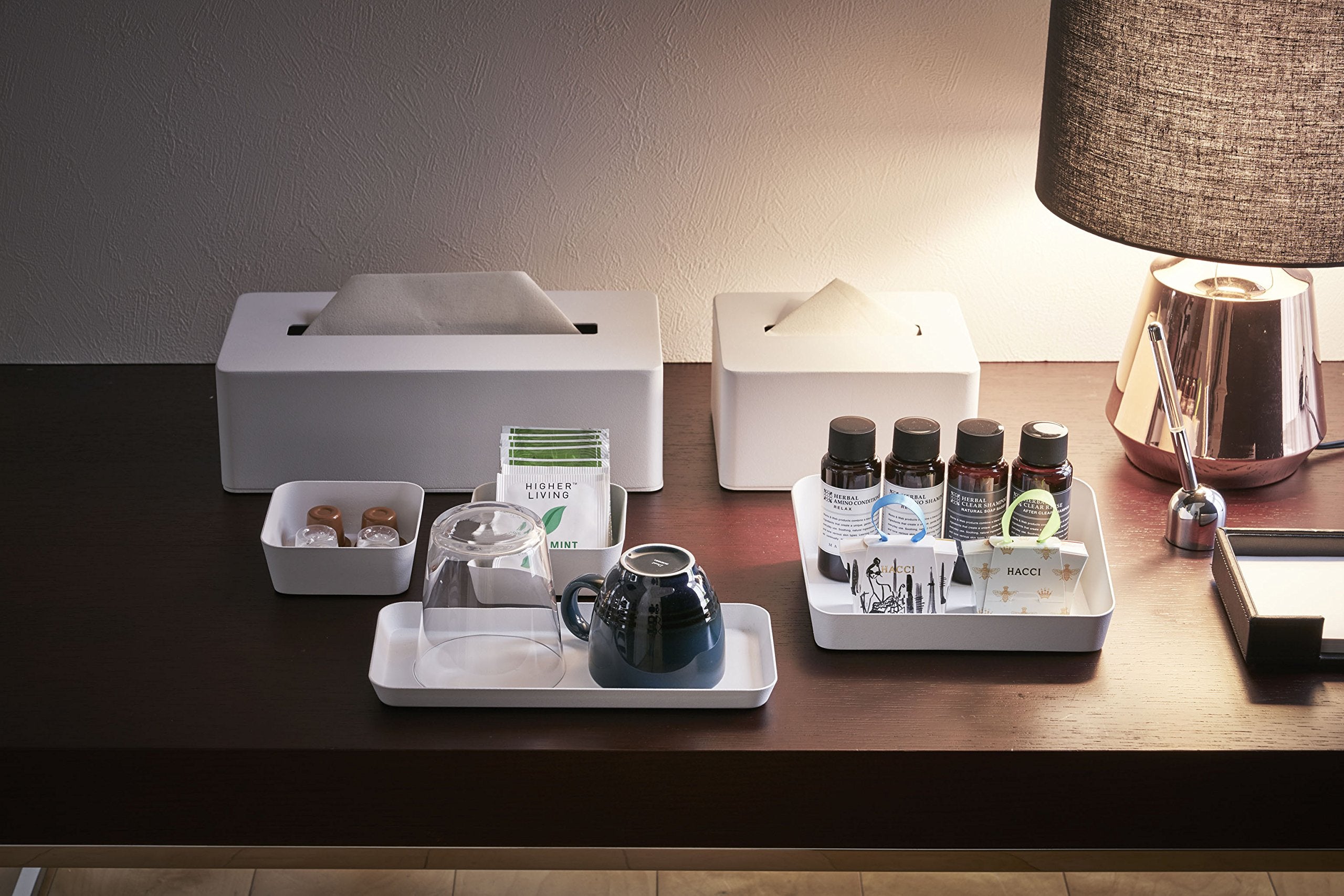 Yamazaki Home 4219 Tower Amenity Tray Wide S White, Medium