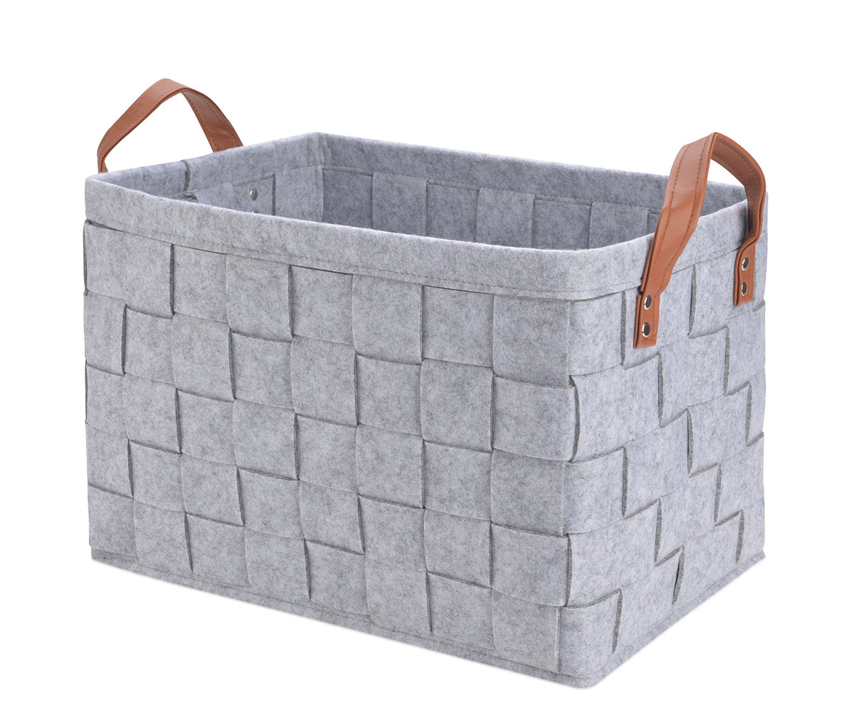Collapsible Storage Basket Bins, Foldable Handmade Rectangular Felt Fabric Storage Box Cubes Containers With Handles- Large Orga