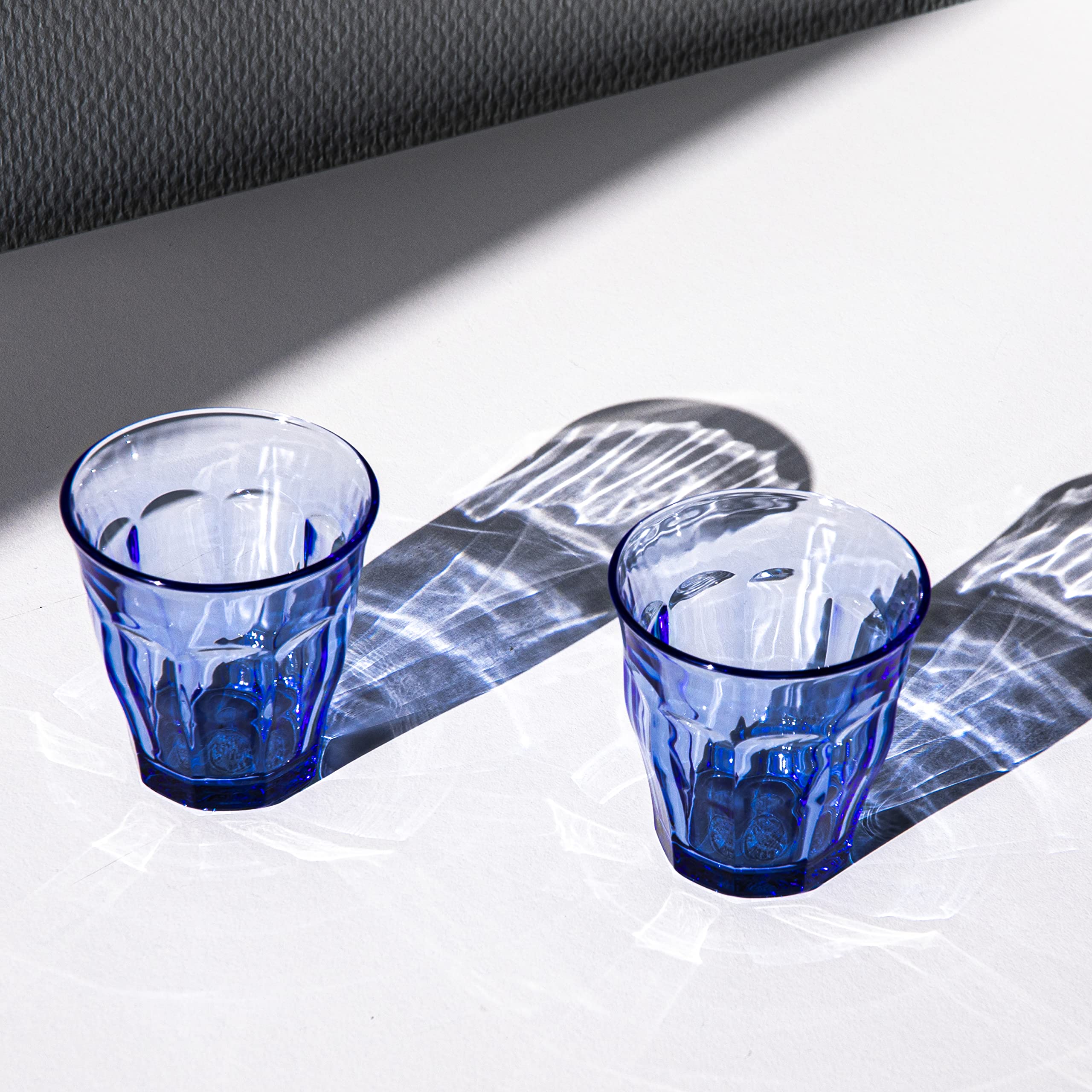Duralex Made in France Prisme Marine Glass Tumbler Drinking Glasses  8.75 ounce - Set of 6  Marine Blue