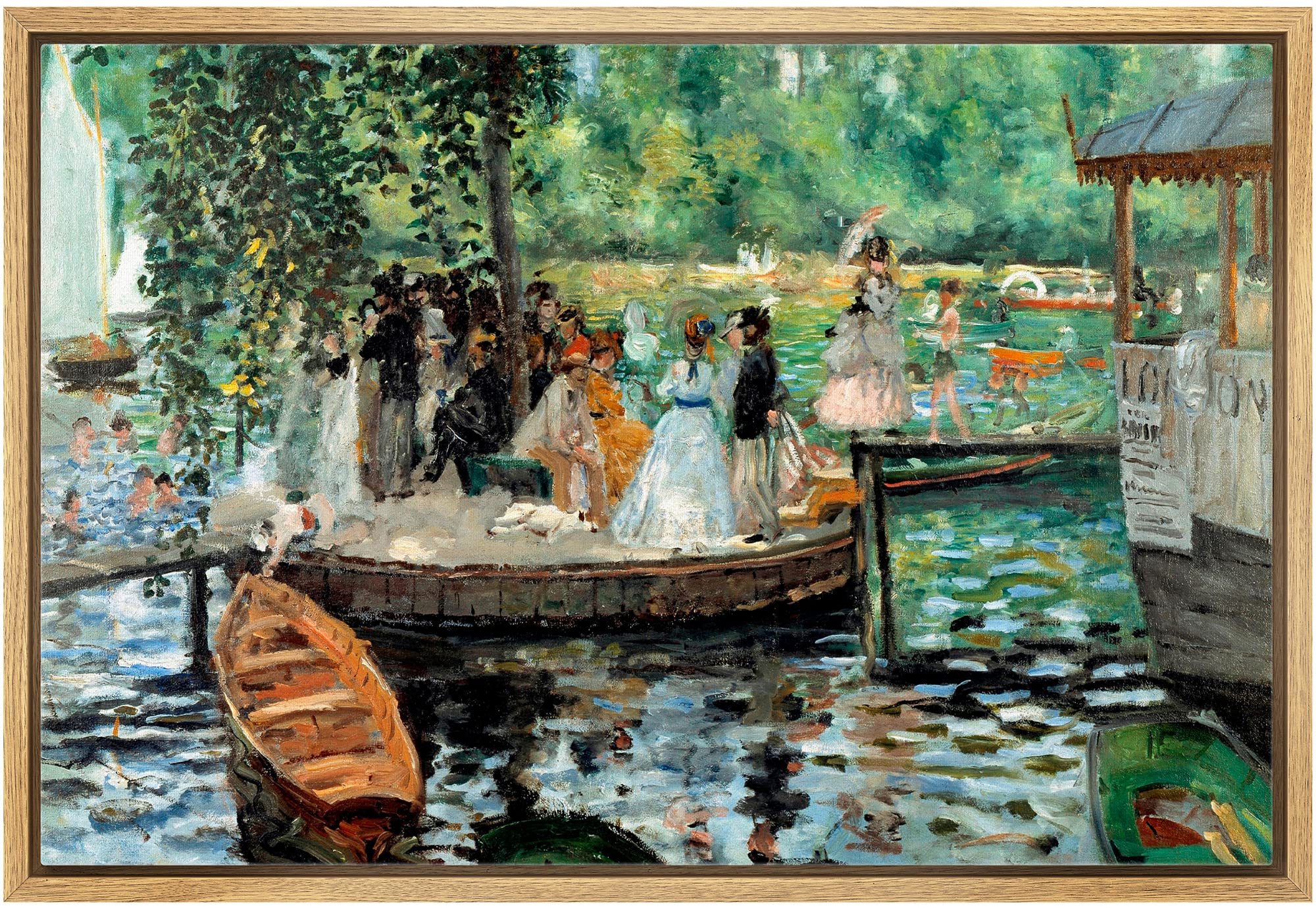 Wall26 - La Grenouillere By Pierre-Auguste Renoir - Framed Canvas Print Wall Art Famous Oil Painting Reproduction - 16''X24'' Na