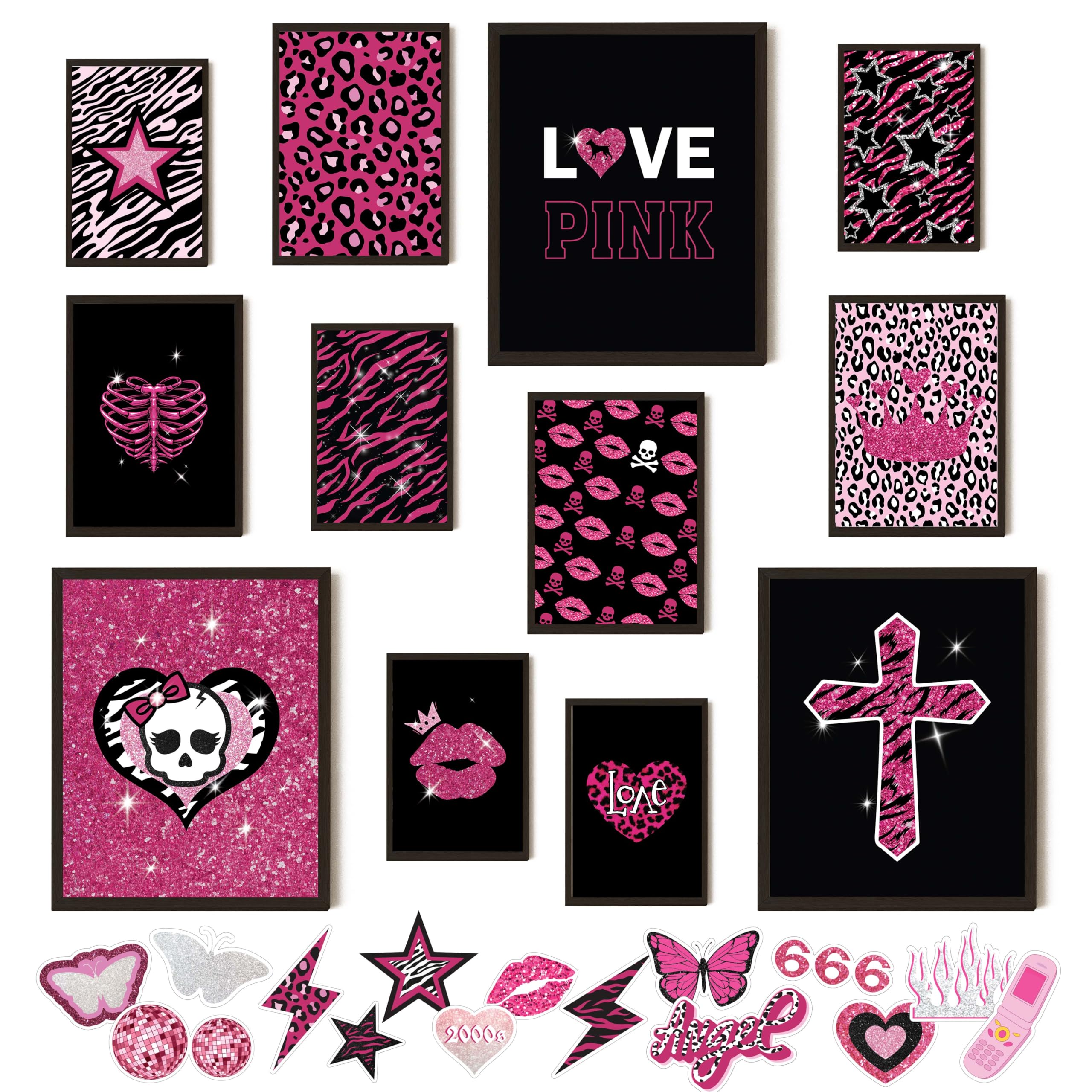 97 Decor Mcbling Trashy Y2K Room Decor Aesthetic - Early 2000S Room Decor Y2K Posters, Hot Pink Pictures Wall Art Prints, Baddie