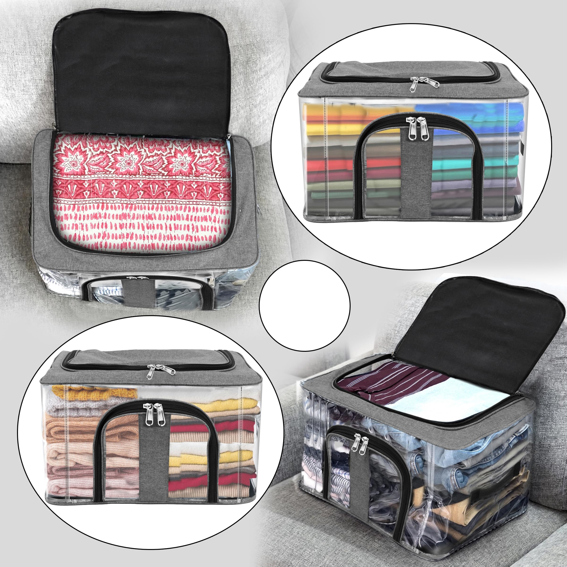 Storite 10 Pack Nylon 33 L Pvc Transparent Moisture Proof Storage Box For Clothes Closet Wardrobe Organizer Bag For Clothes Sare