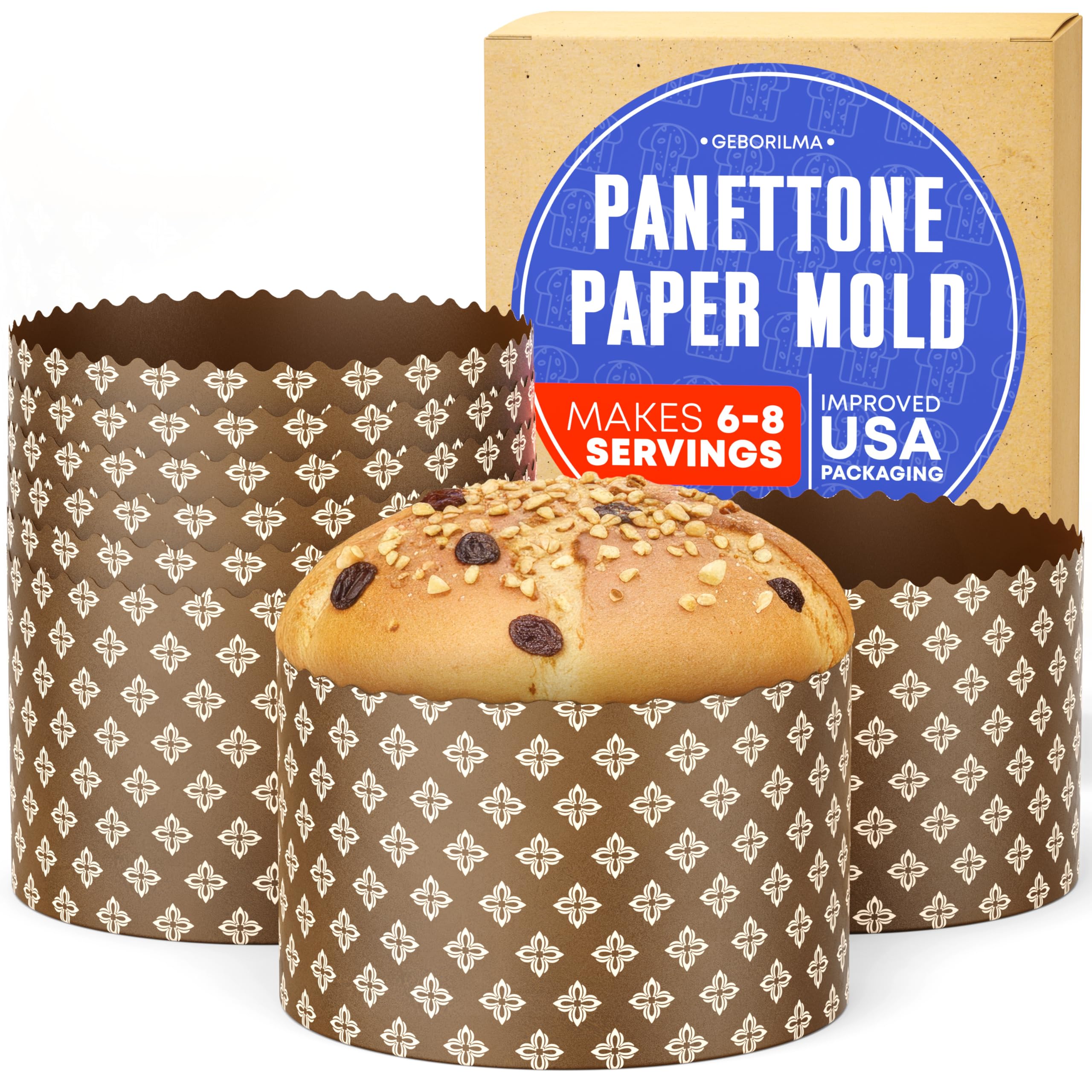Durable Panettone Paper Mold Large - 24 oz Disposable Panettone Pan for Cake and Bread - 6 in Panettone Molds for Baking 700 g -
