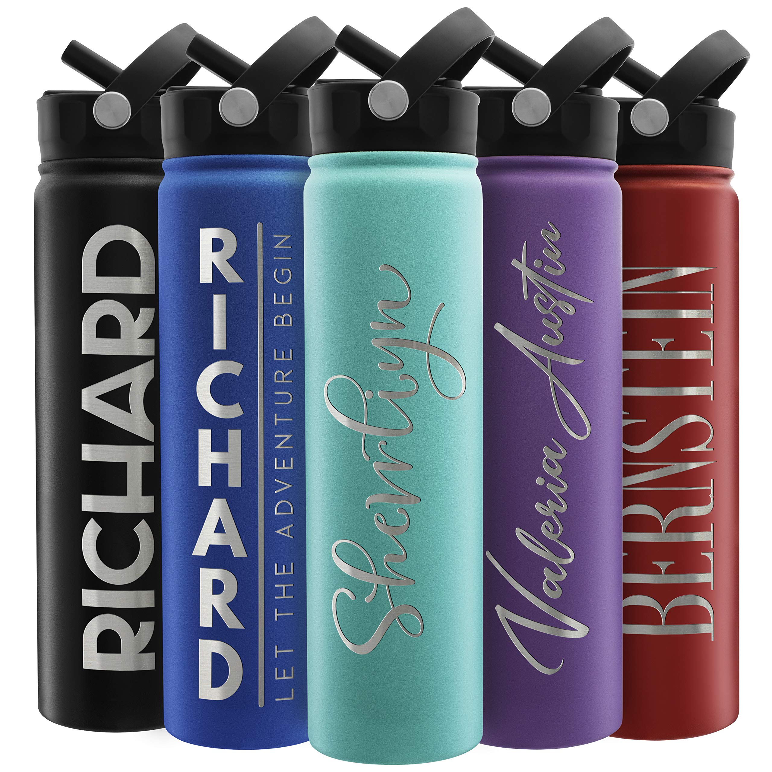 Amazing Items Personalized Water Bottle W/Straw & Lid, 24 Oz - Teal | Custom Stainless Steel Sports Water Bottle W/Name And Text