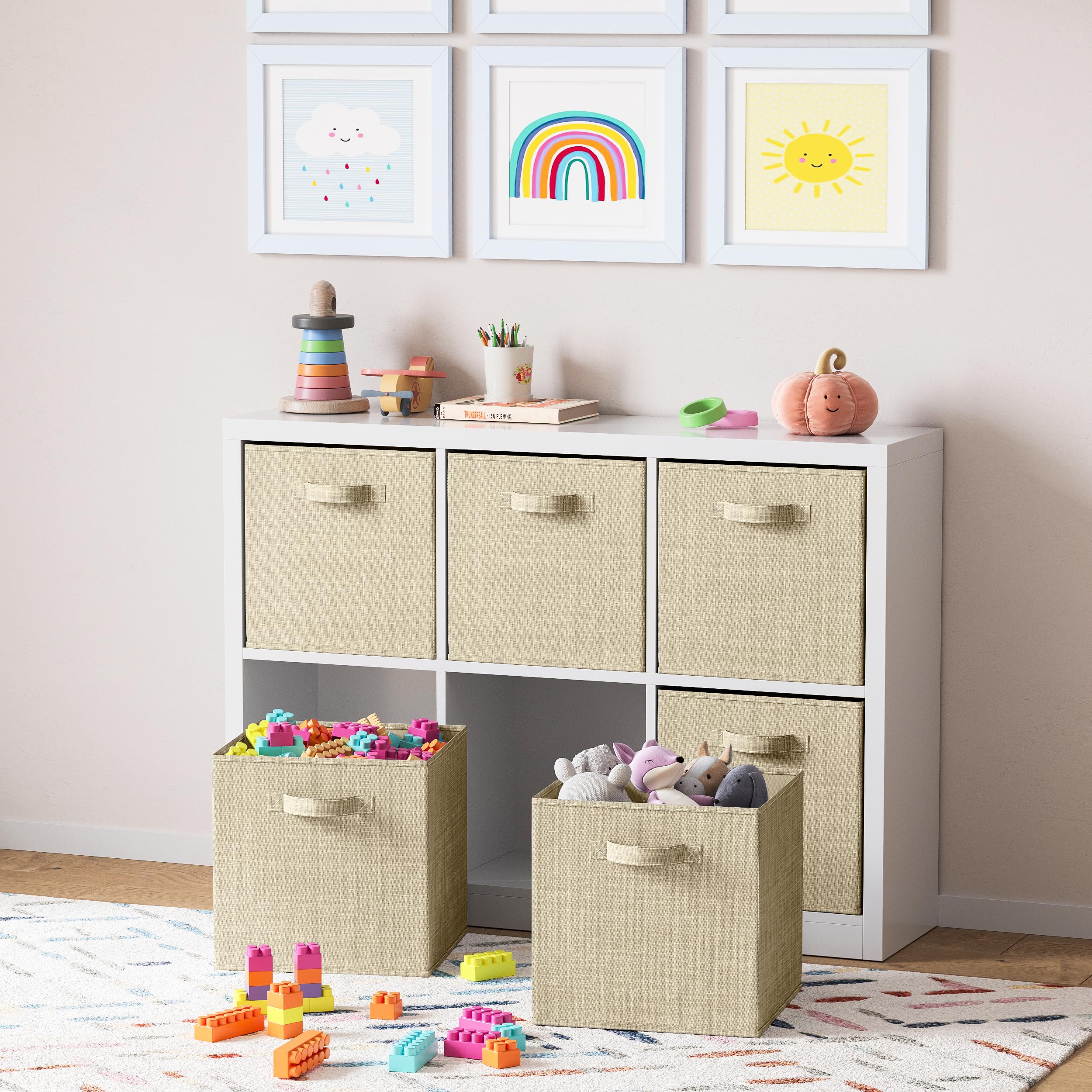 NEATERIZE Cube Storage Baskets for Organizing - 13x13 Inch - Set of 6 Heavy-Duty Storage Cubes for Storage and Organization. Perfect Bins for Cubby Storage Boxes Or Cube Storage Organizer (White)