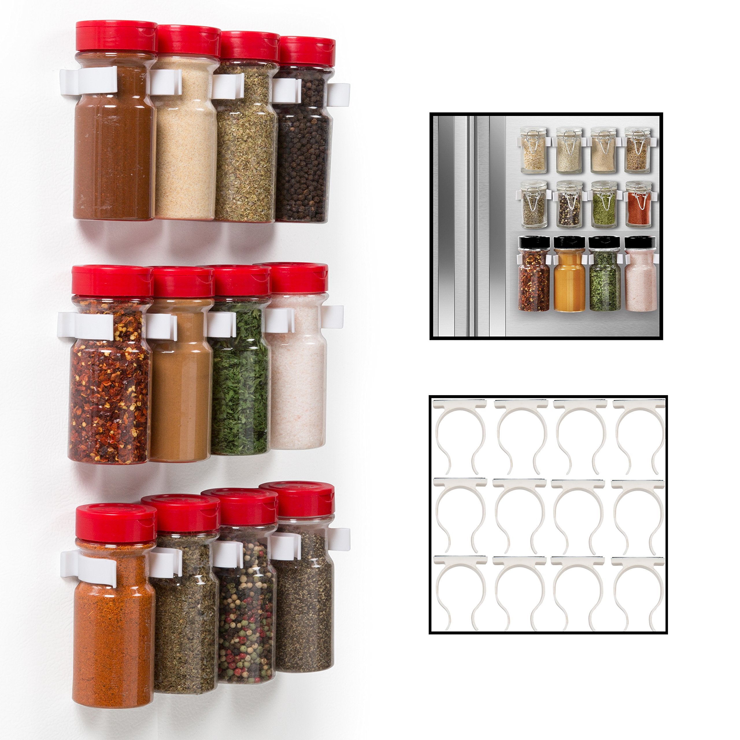 Good Cooking Magnetic Spice Rack Gripper Clips- Set of 12 Universal Spice Jar Clips - Easily Organize and Reorganize Dispensers-