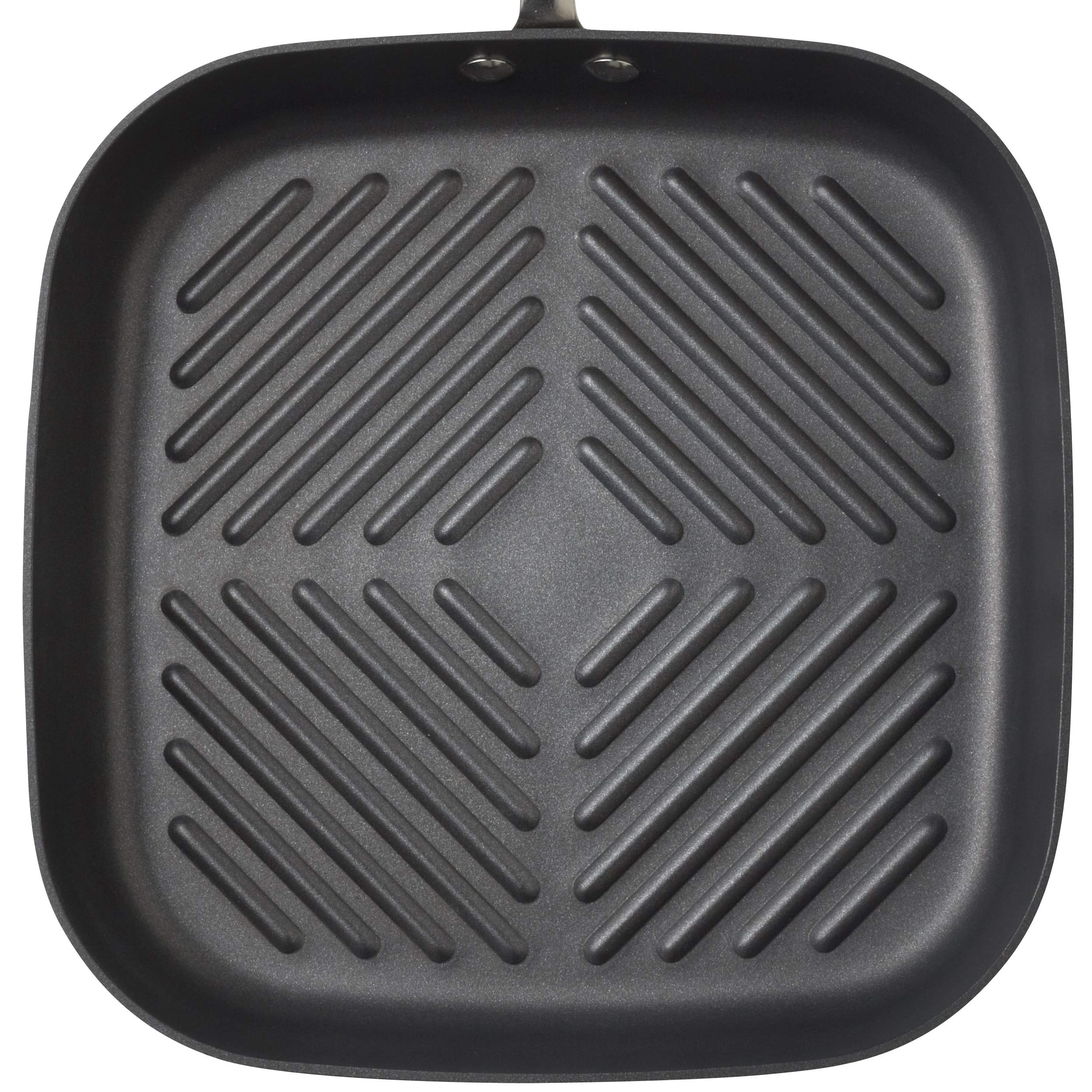 Rachael Ray Brights Hard Anodized Nonstick Square Griddle, Grill Pan (11-Inch), Gray With Orange Handles