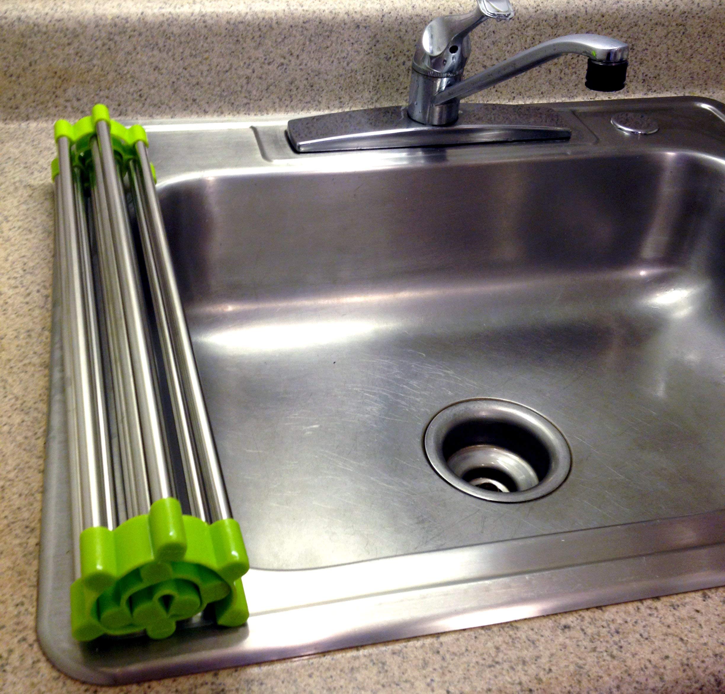 Folding Drain Rack Vegetable Rinsing Station - Stainless Steel Washing Station And Coladnder Drying Tray