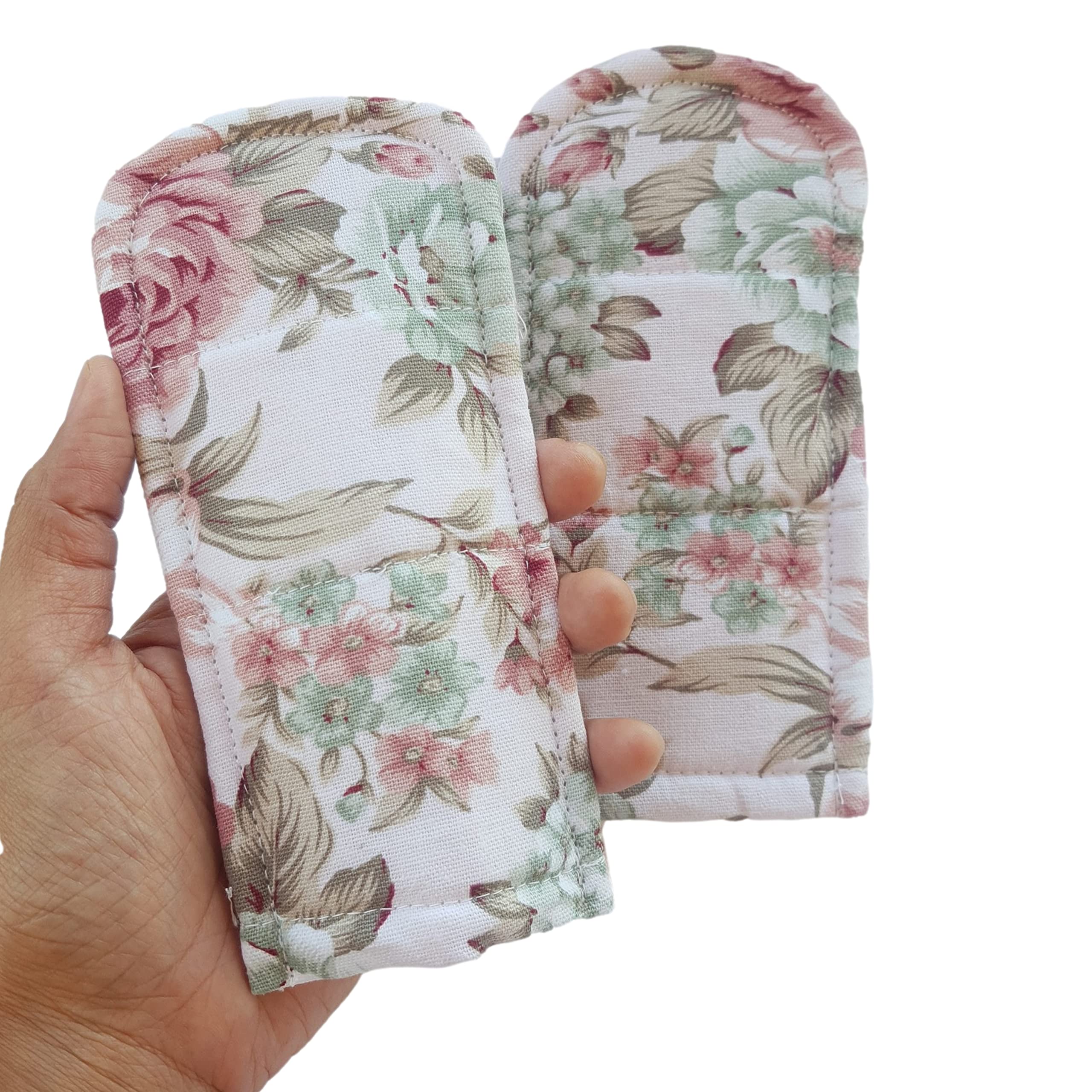 Cushystore 3X Pan Handle Holder Cover Canvas Holders Heat Resistant Anti-Scalding Protector (Pink Rose Garden)