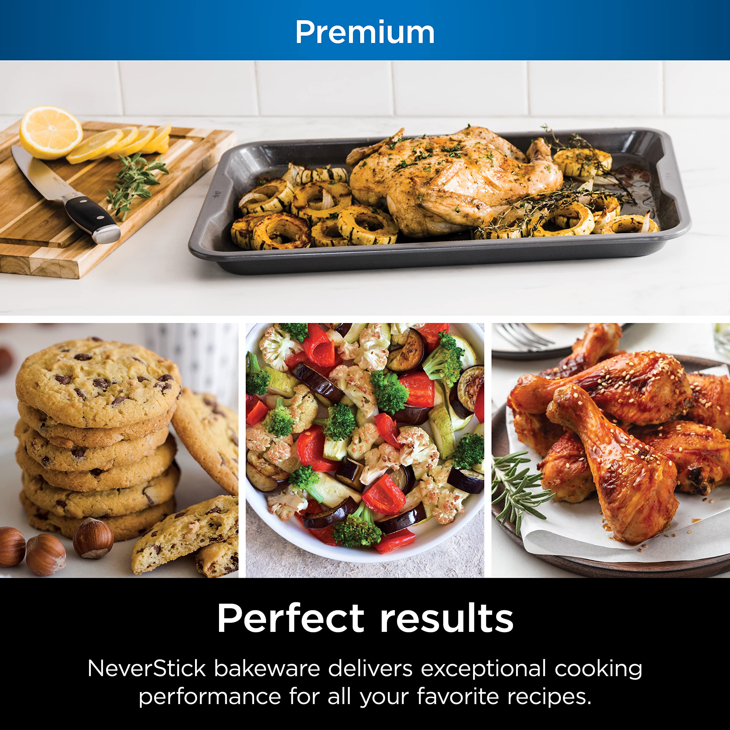 Ninja B32102 Foodi Neverstick Premium 2-Piece Bakeware Sheet Set, Nonstick, Oven Safe Up To 500F, With 10 X 15 Inch Baking Sheet