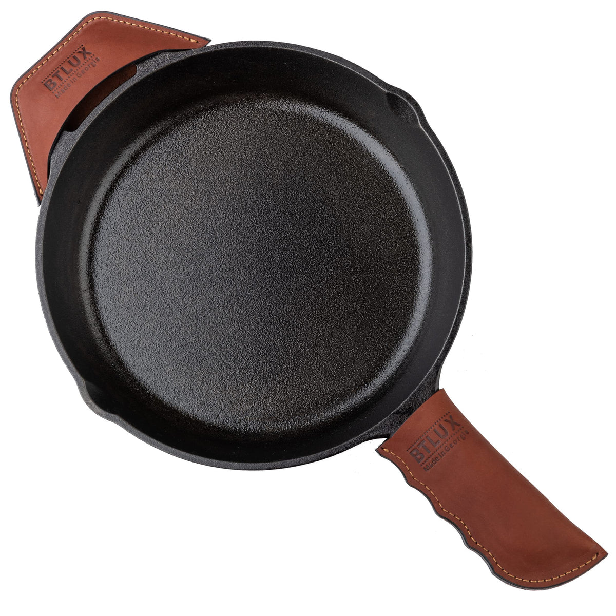 Btlux Made In Georgia - Leather Cast Iron Handle Cover, Set Of 2 - Extra Thick Leather Heat Resistant Handle Sleeve For Cast Iro