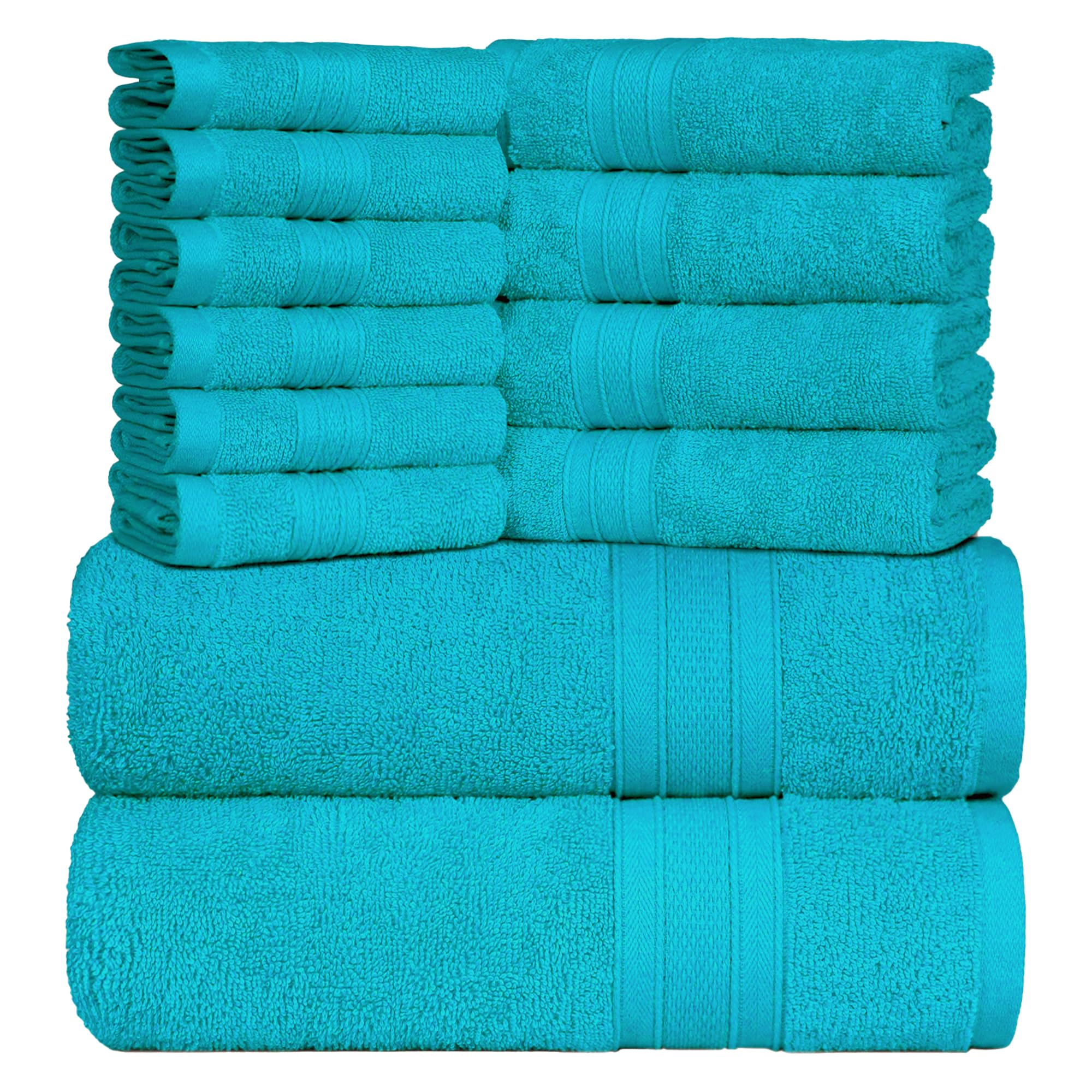 Trident Soft Comfort Air Rich Towels For Bath, 100% Cotton Towel, Super Soft, Highly Absorbent, 12 Pieces Towel Set, 500 Gsm - T