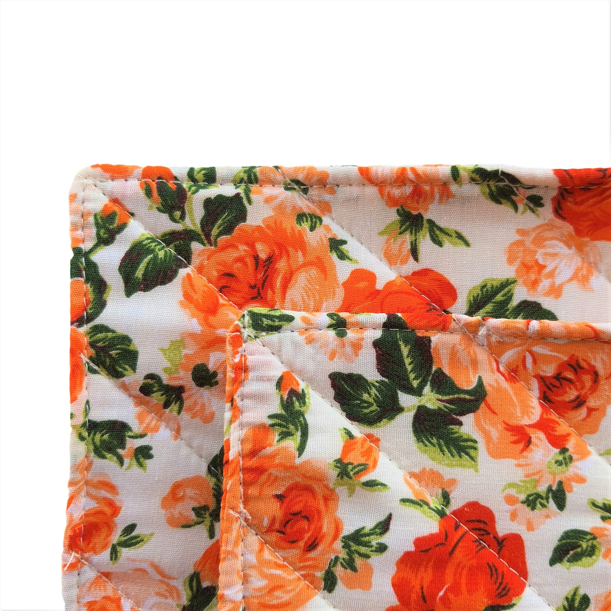 Cushystore Floral Blossom Garden Flower Pot Holder Oven Pads Potholders For Cooking Kitchen 7.75'', 2 Pack (Orange)