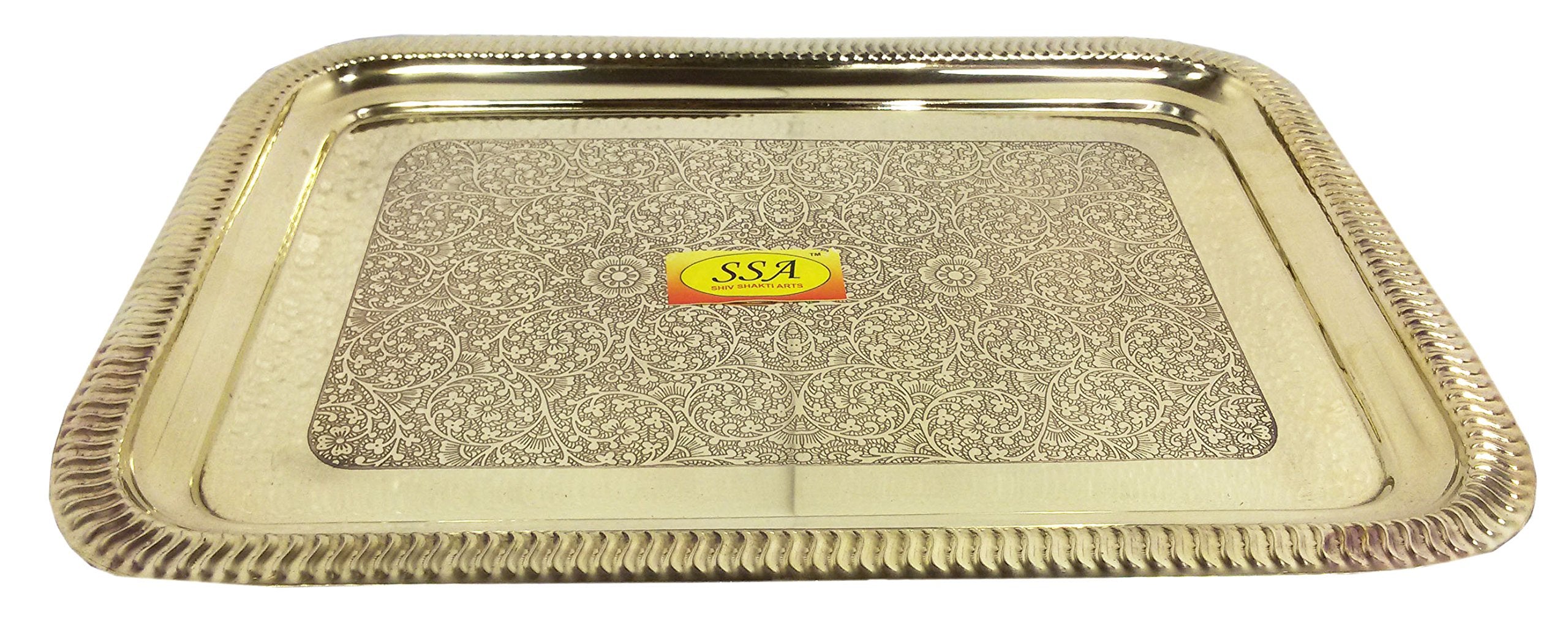 SHIV SHAKTI ARTS Handamde Brass Embossed Tray Homeware Dinnerware Diwali Gifting Purpose, Diwali Gifting Item