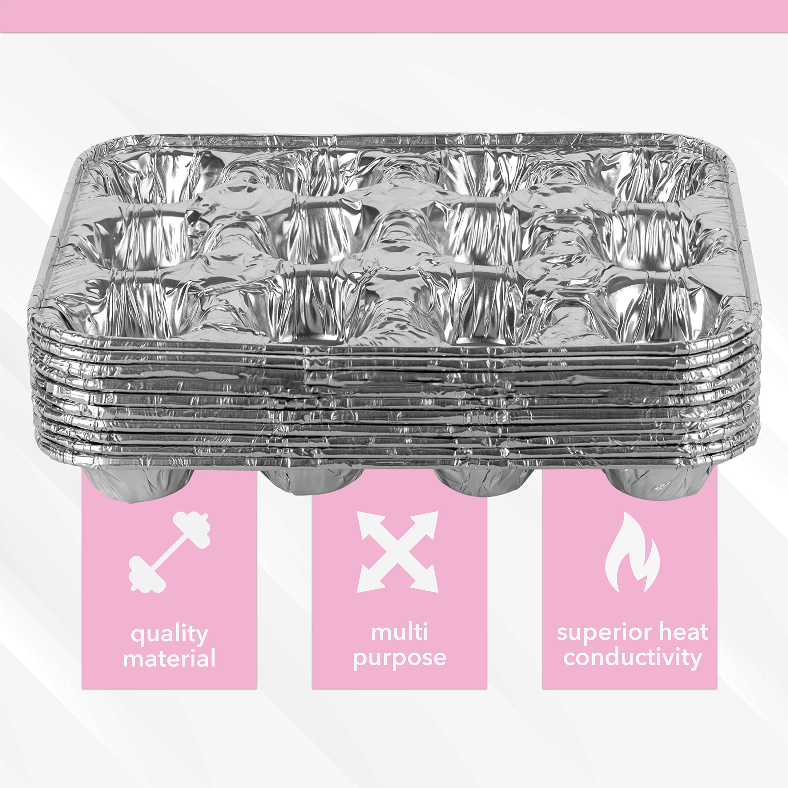 Plasticpro Aluminum Foil Muffin Pans Reusable And Disposable, Holds 12 Mini Cupcakes / Muffin Foil Pan Pack Of 50