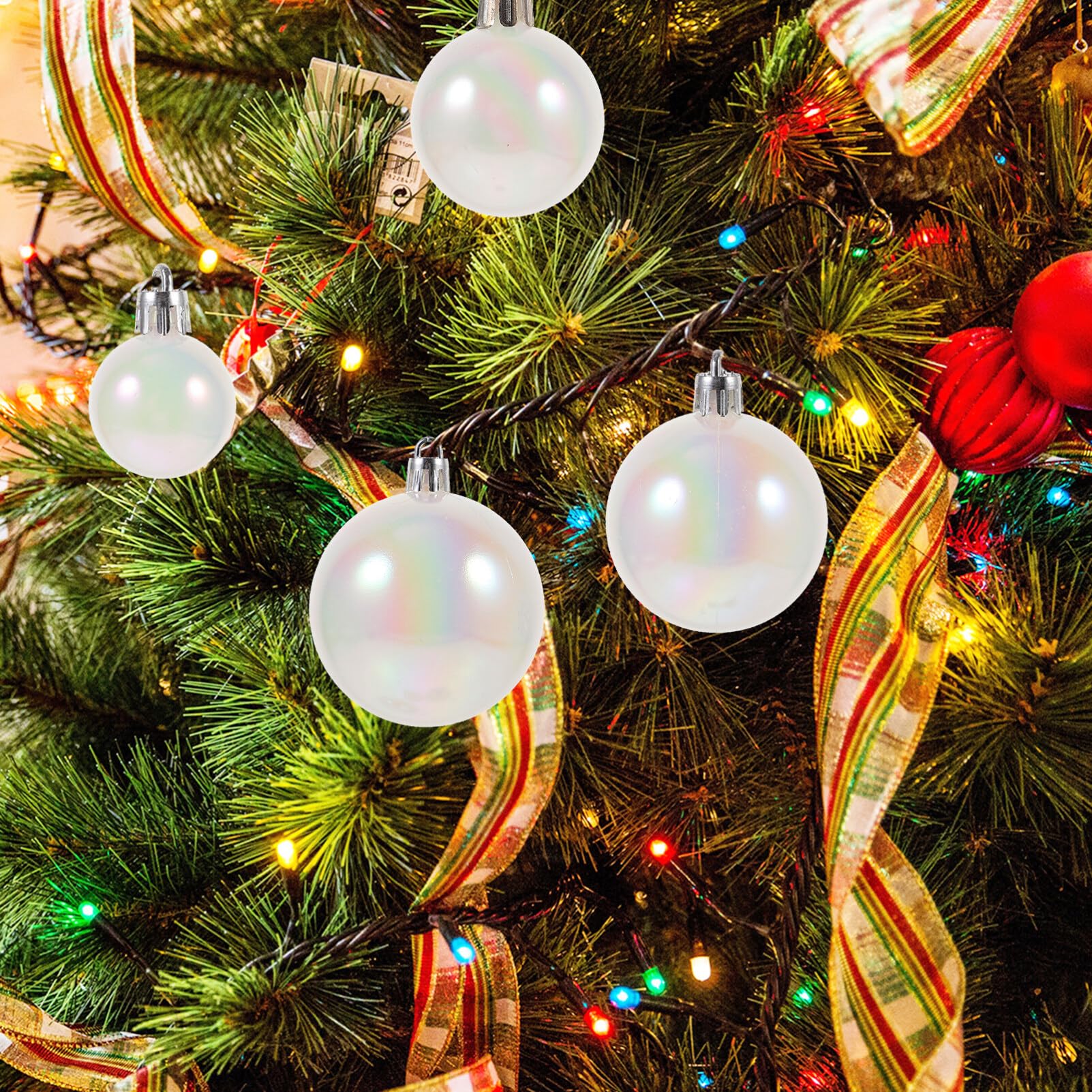 Garneck 40pcs Shatterproof Christmas Ball Ornaments Plastic Xmas Tree Decorations for Holiday Parties Indoor Outdoor Use Easy to
