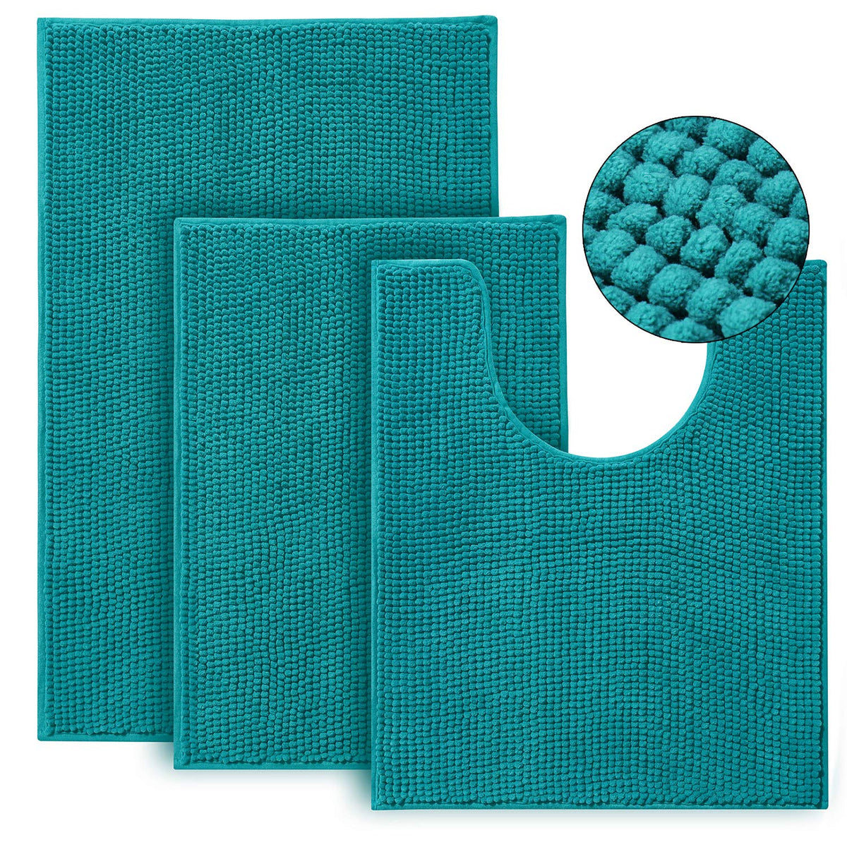 Urvoix 3 Pieces Bathroom Rugs Set, Non-Slip Chenille Bath Rug, Ultra Soft And Super Absorbent Bath Mat For Bathroom, Toilet And