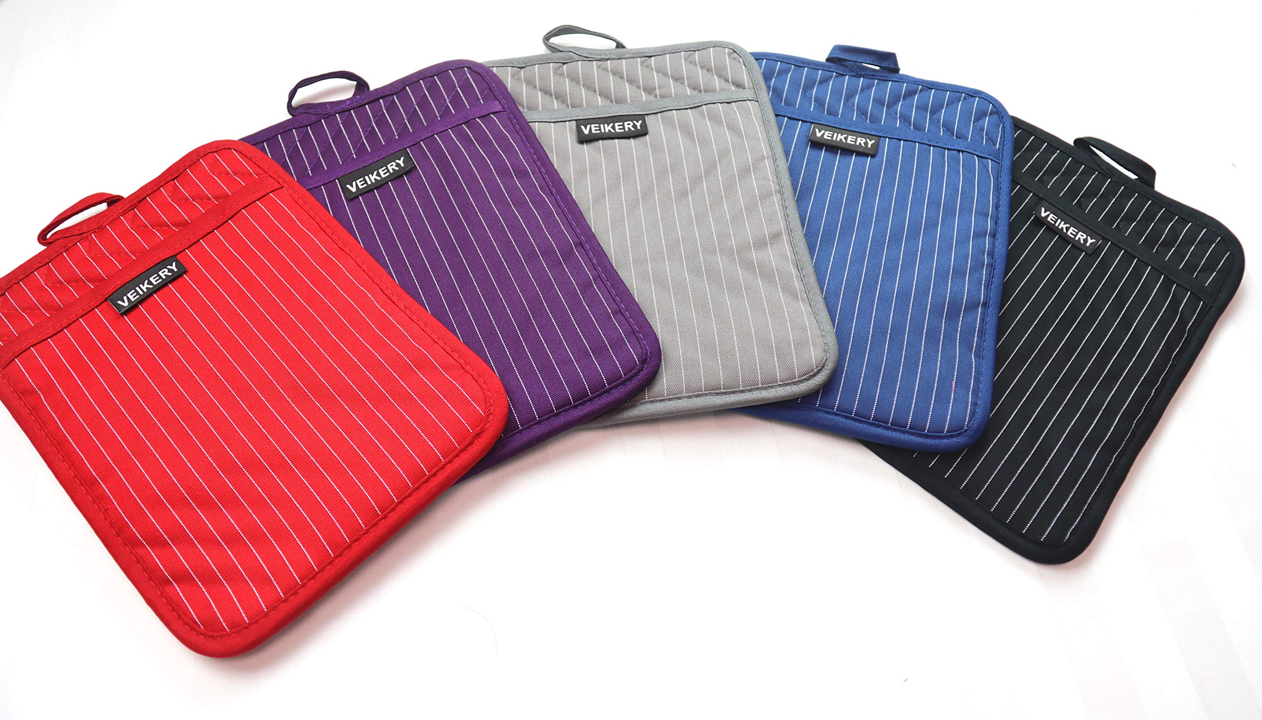Veikery Cotton Pocket Pot Holders Machine Washable Heat Resistant Hot Pads For Kitchen And Baking Square Oven Mitts 7 ''X9.8 ''