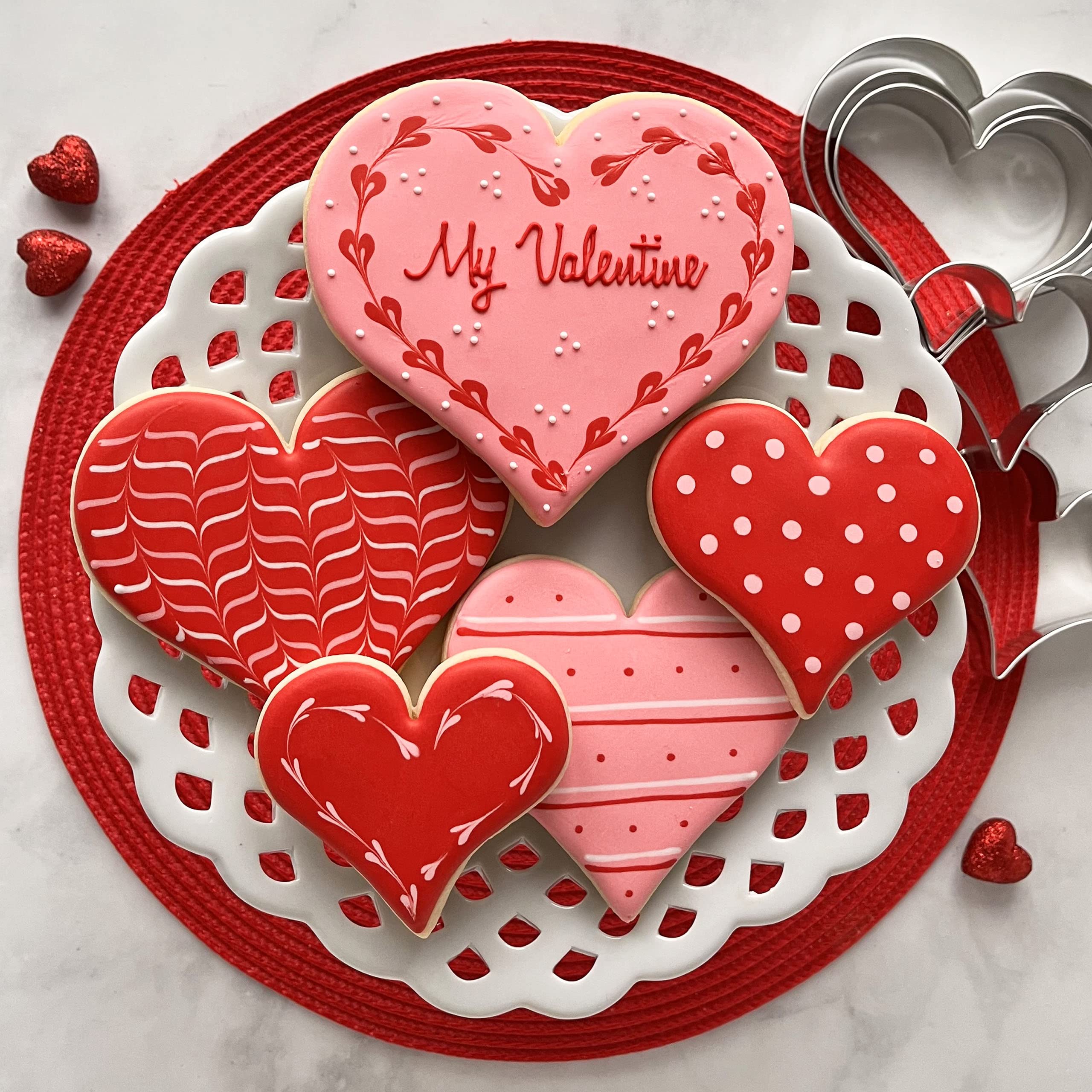 Heart Cookie Cutters 5-Pc. Set Made In Usa By Ann Clark, 5'', 4.25'', 4'', 3.5'', 3''
