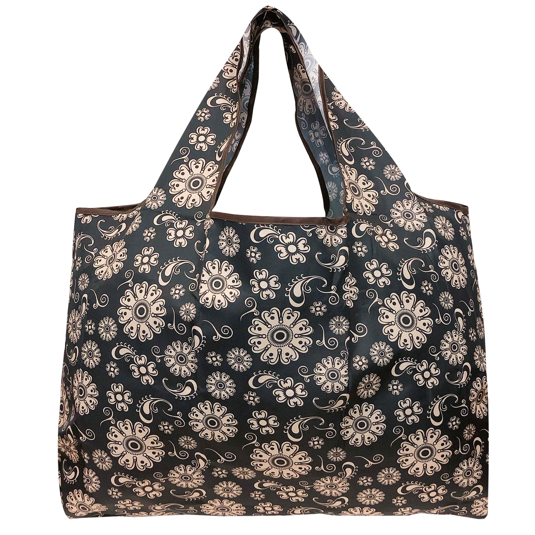 Wrapables Eco-Friendly Large Nylon Reusable Shopping Bags (Set Of 3), Bright Floral