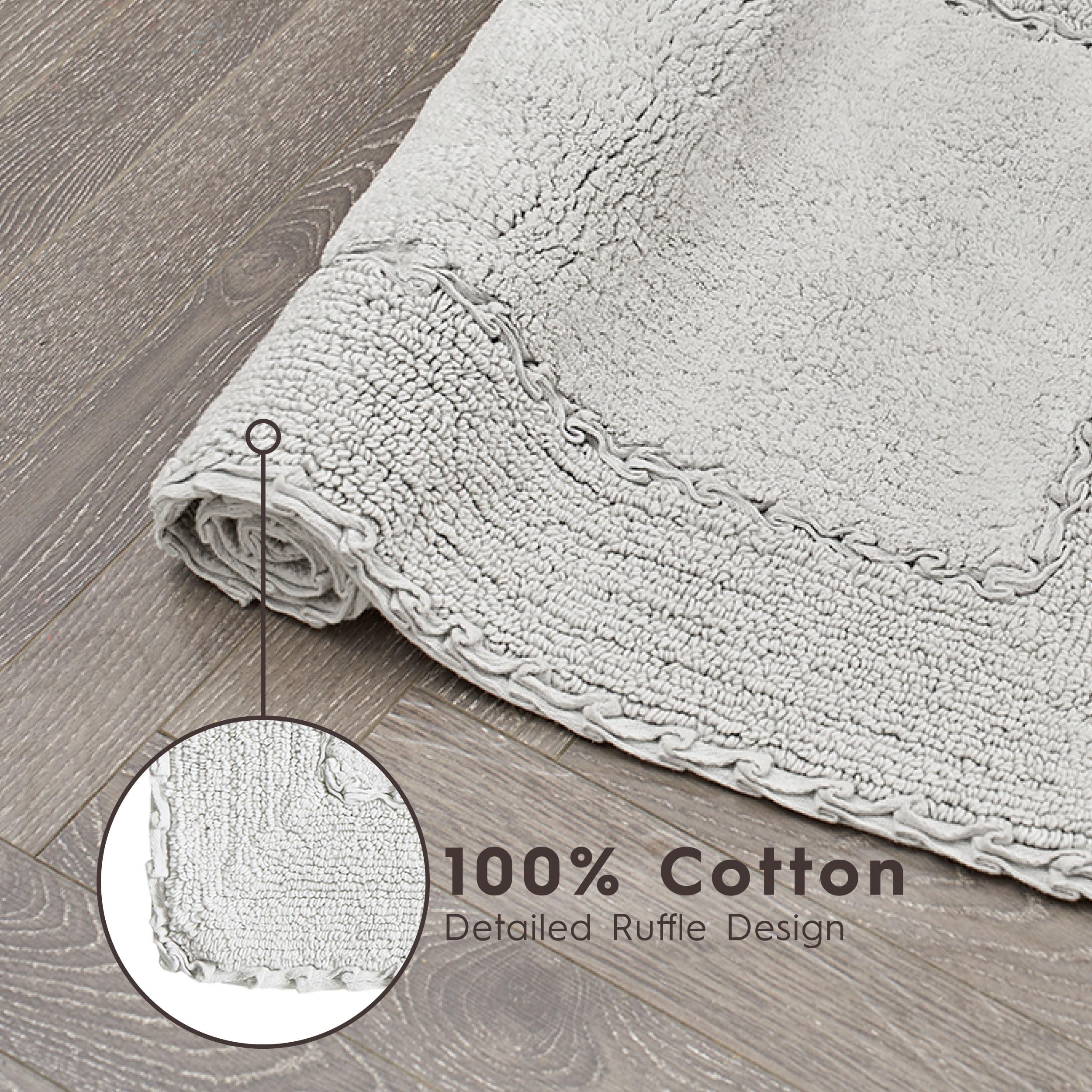 Laura Ashley Ruffle Cotton 17'' X 24'' Bath Rug, Light Gray