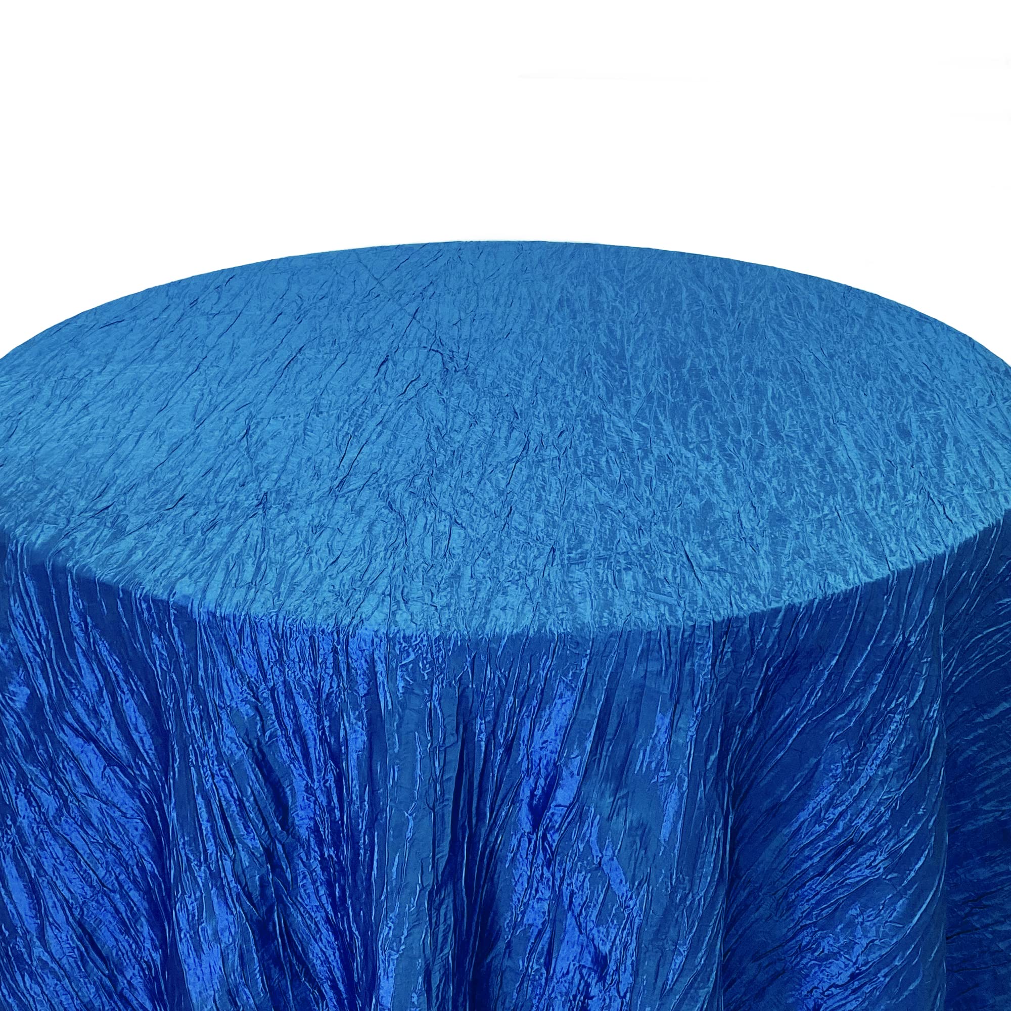 Your Chair Covers - 120 Inch Round Crinkle Taffeta Tablecloth - Royal Blue, Crushed Shiny Dining Table Cloth For Wedding Party B