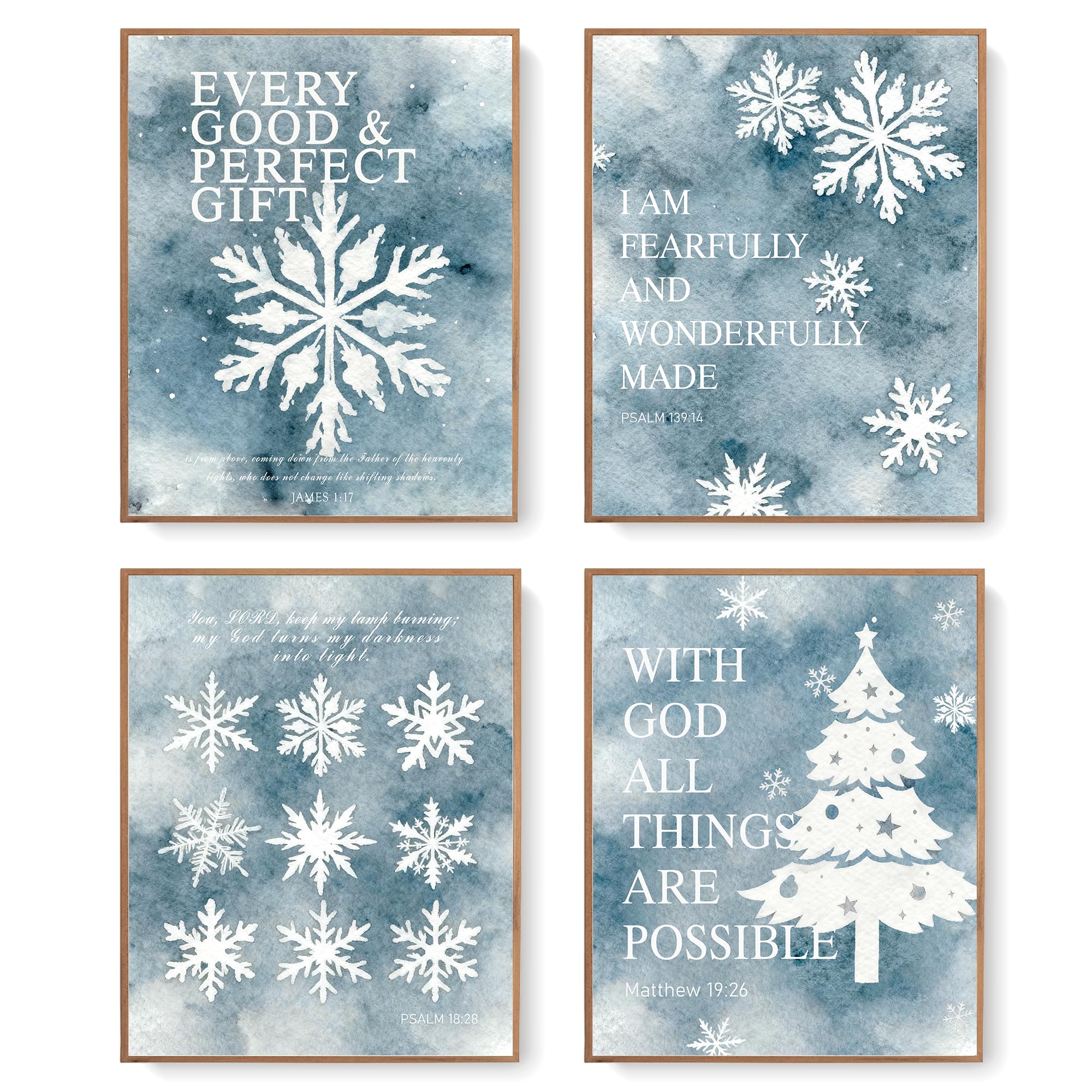 Lartsfro Christmas Winter Gifts Wall Art Decor Posters, Christmas Snowflakes Christian Room Bathroom Bedroom Dorm Wall Art Decor