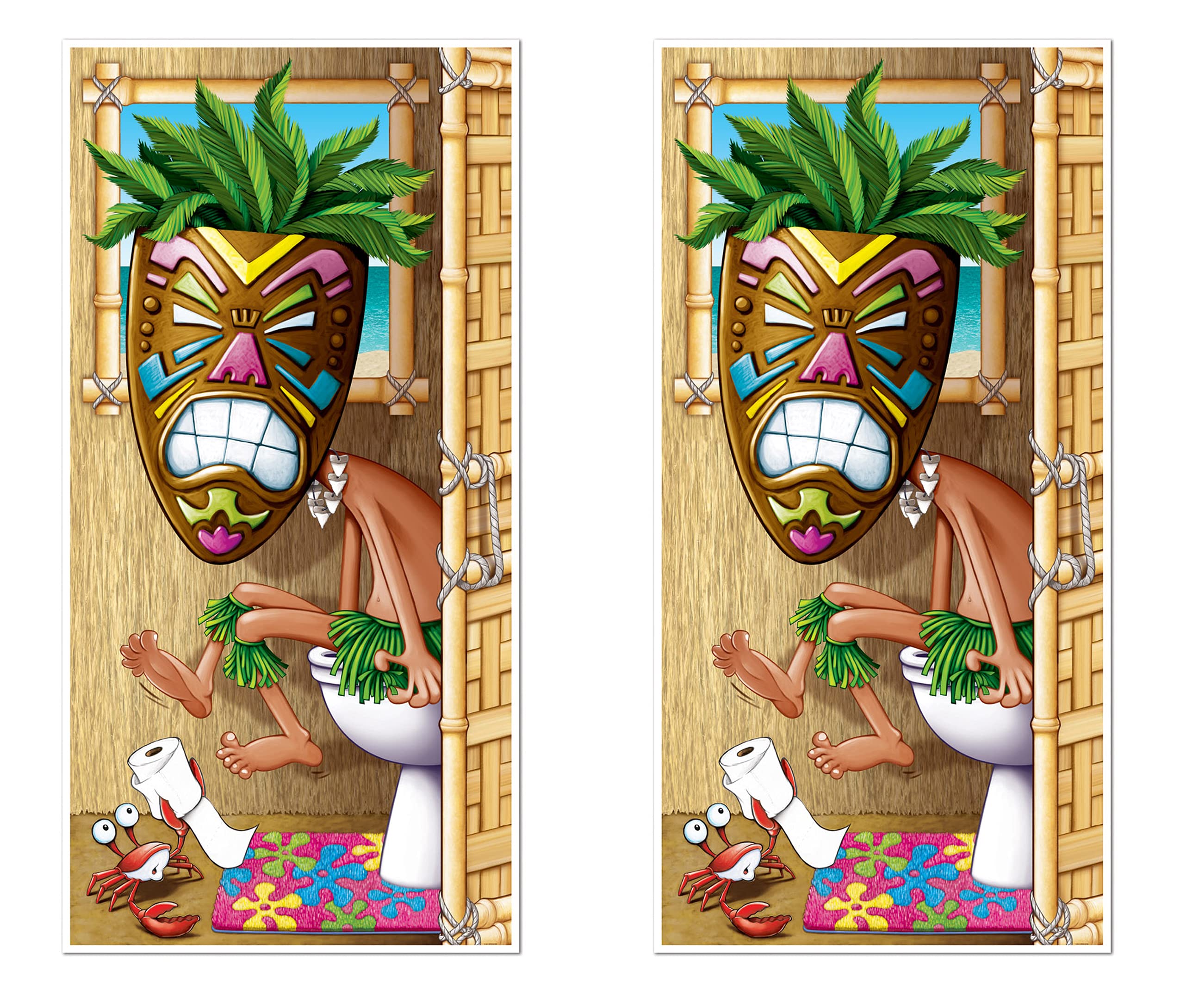 Beistle Tiki Man Restroom Door Cover Party Accessory Pack of 2