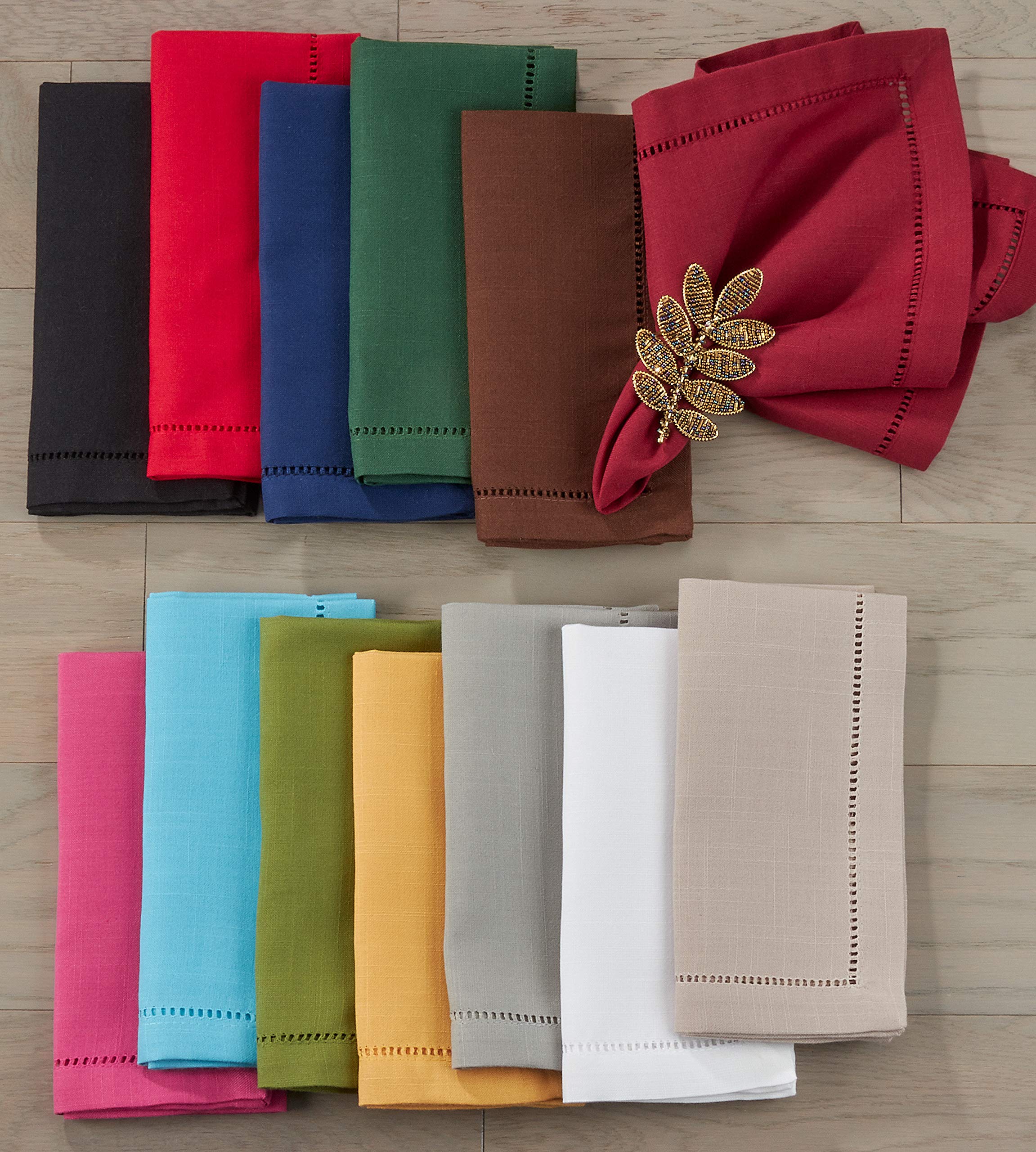 Saro Lifestyle Hemstitched Border Dinner Napkin (Set Of 12), White, 20''X20''