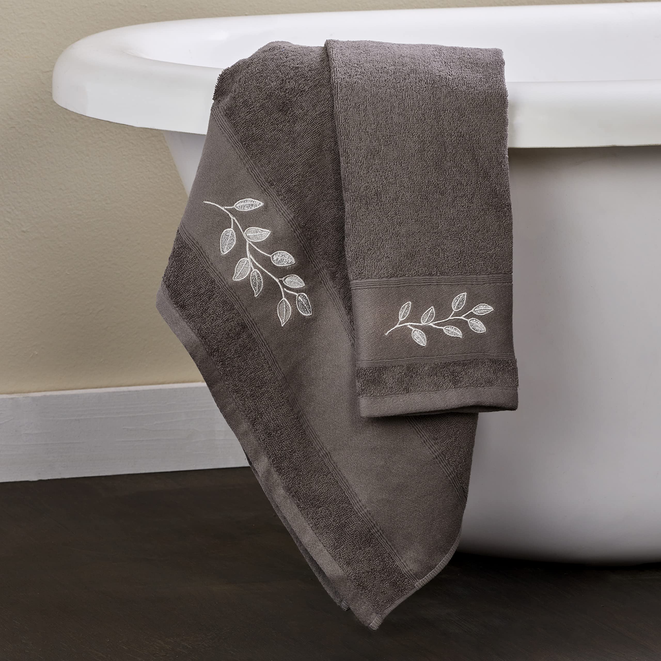 Skl Home By Saturday Night Ltd Shadow Leaves Hand Towel, Silver Small