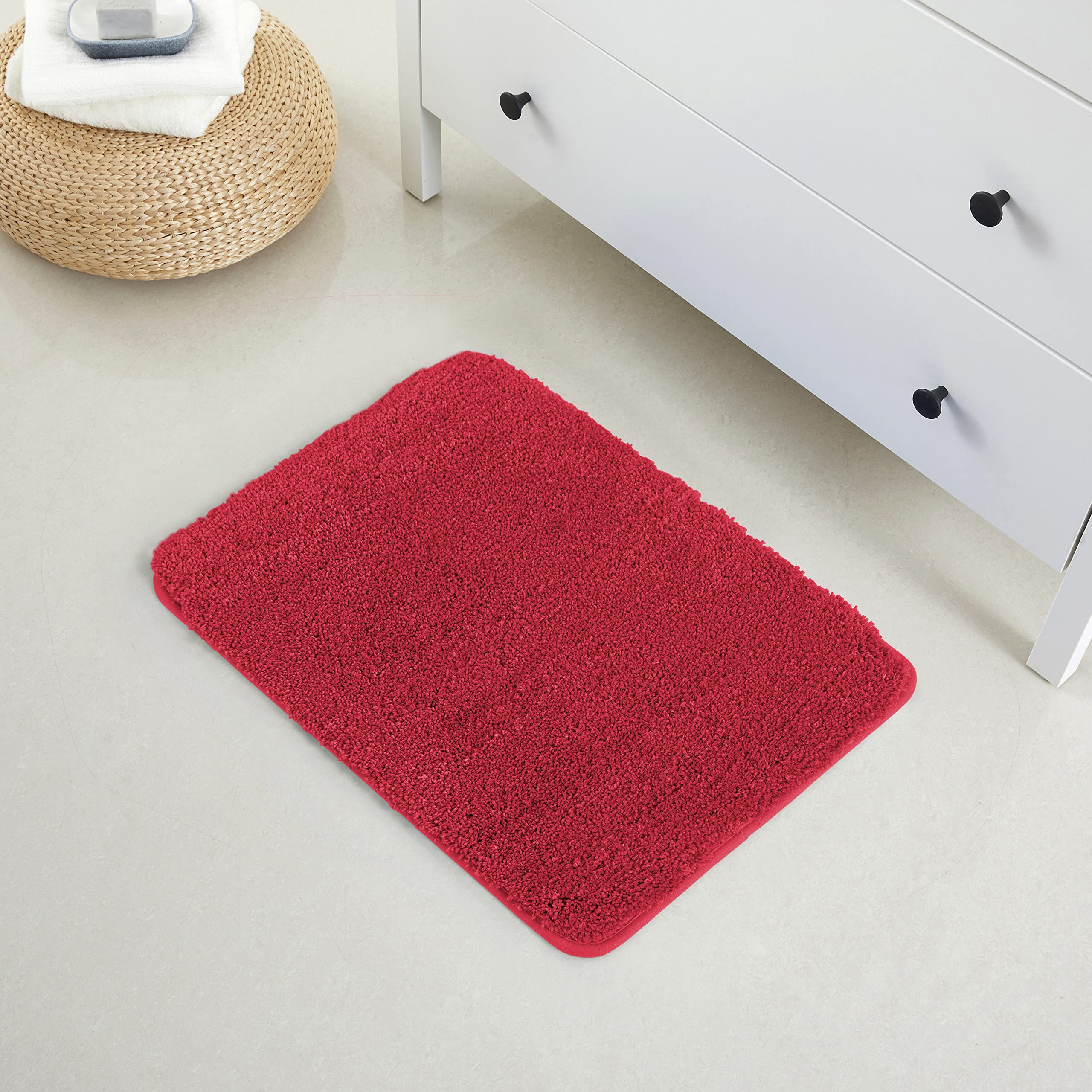 Yafa Home Fashion 1 Piece Solid Microfiber Soft Bathroom Rug  Non-Slip TPR Backing