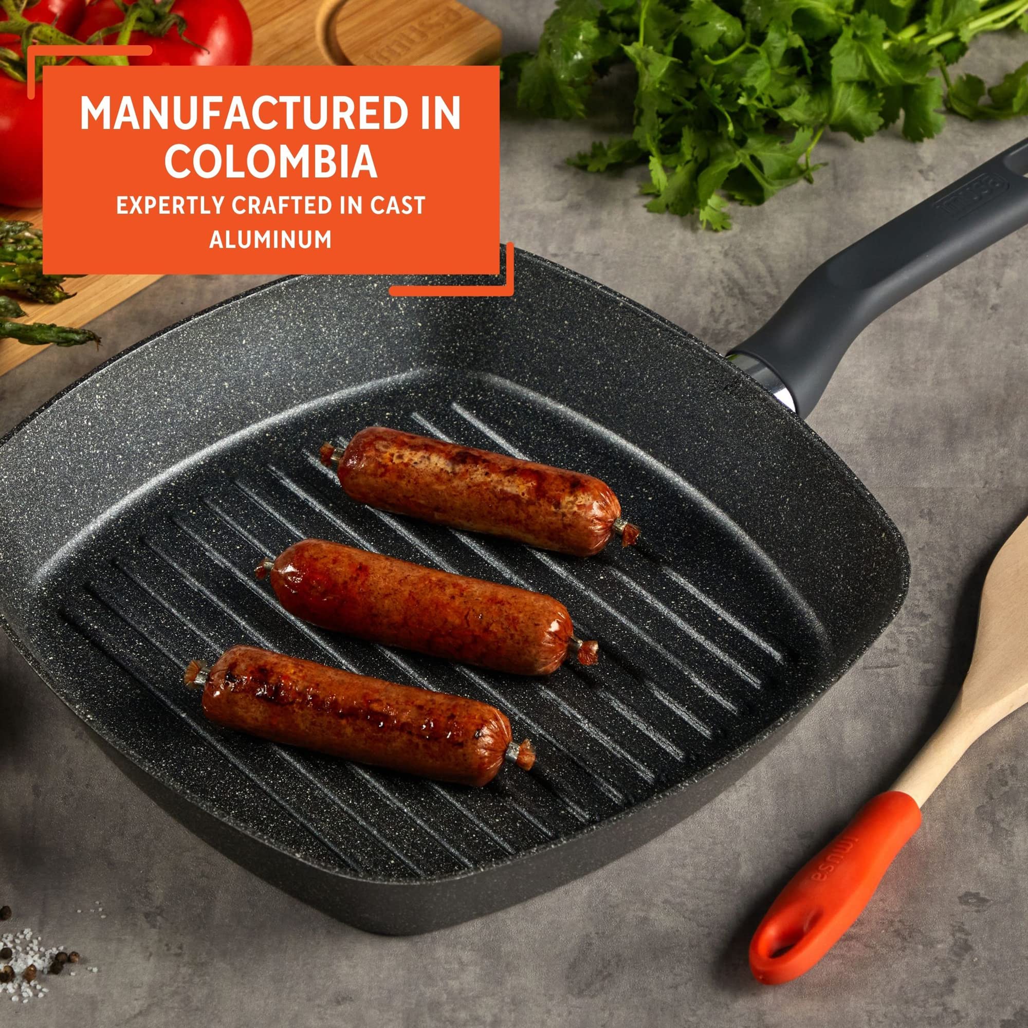 Imusa Made In Colombia 11'' Nonstick Deep Square Grill With Handle