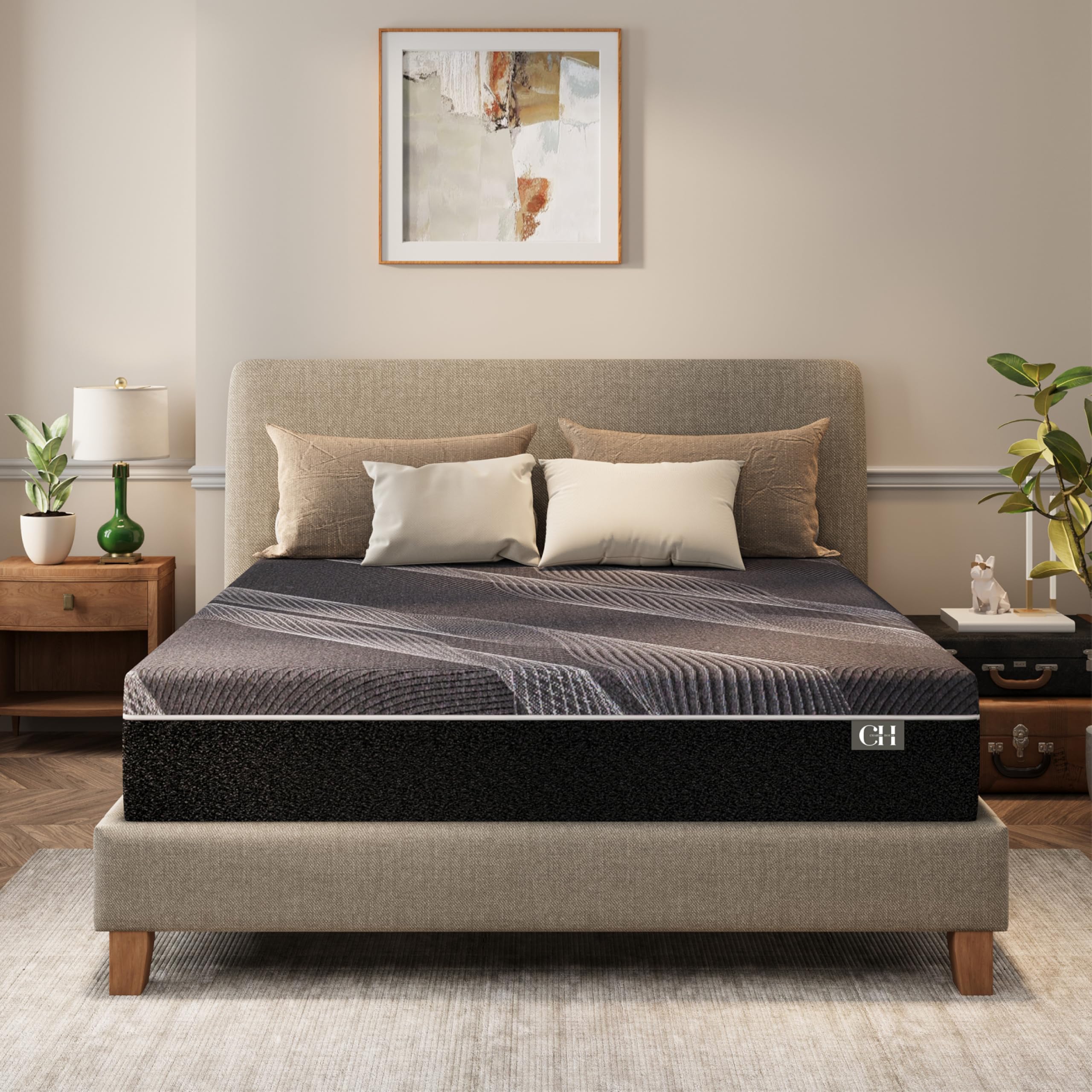 CH Charme House 10 Inch Twin Mattress, Bamboo-Charcoal Memory Foam Mattress, Cooling & Pressure Relief, Bed in a Box, Foam Made 