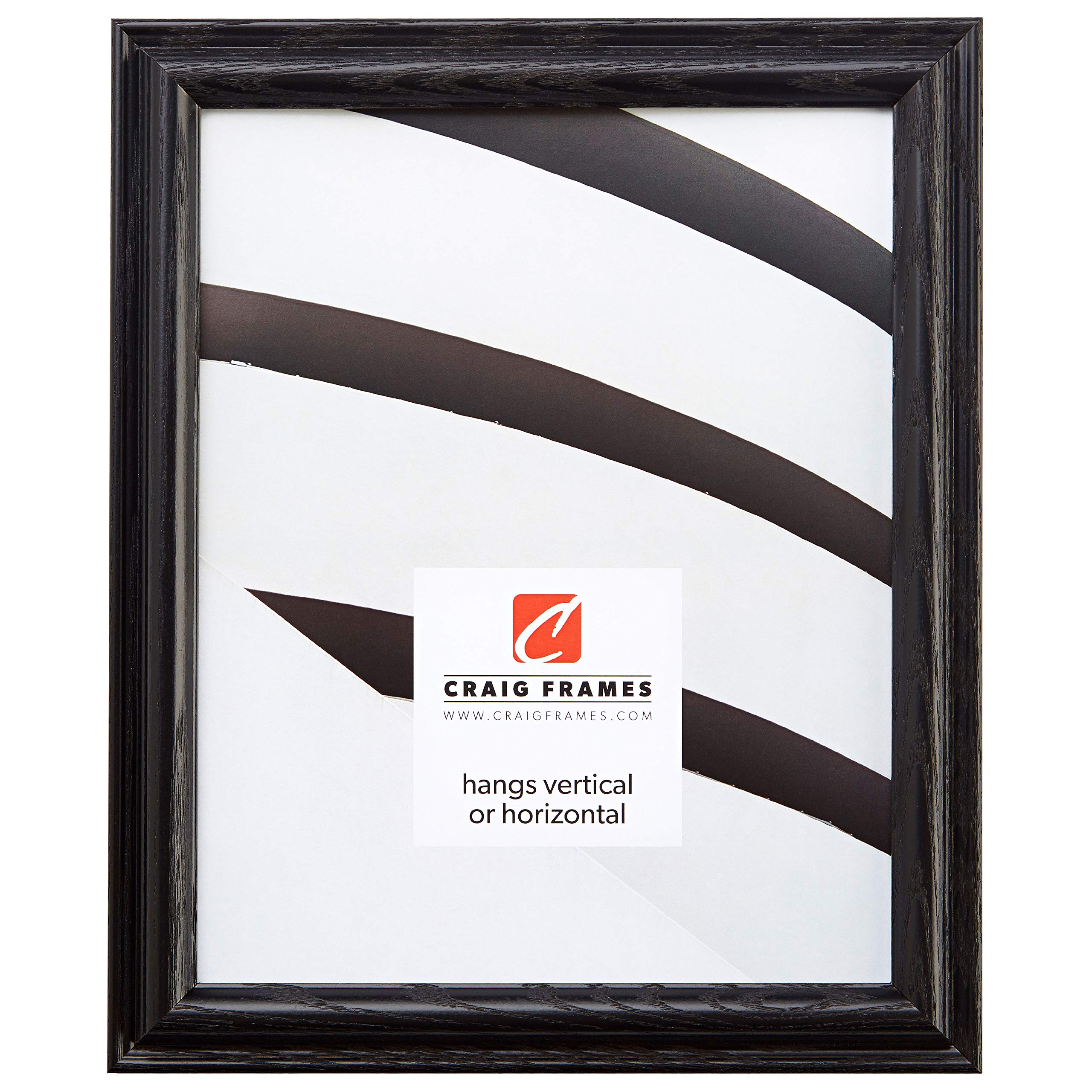 Craig Frames 130ASHBK 1-Inch Wide Picture/Poster Frames with Wood Grain Finish, 8 by 9-Inch, Black