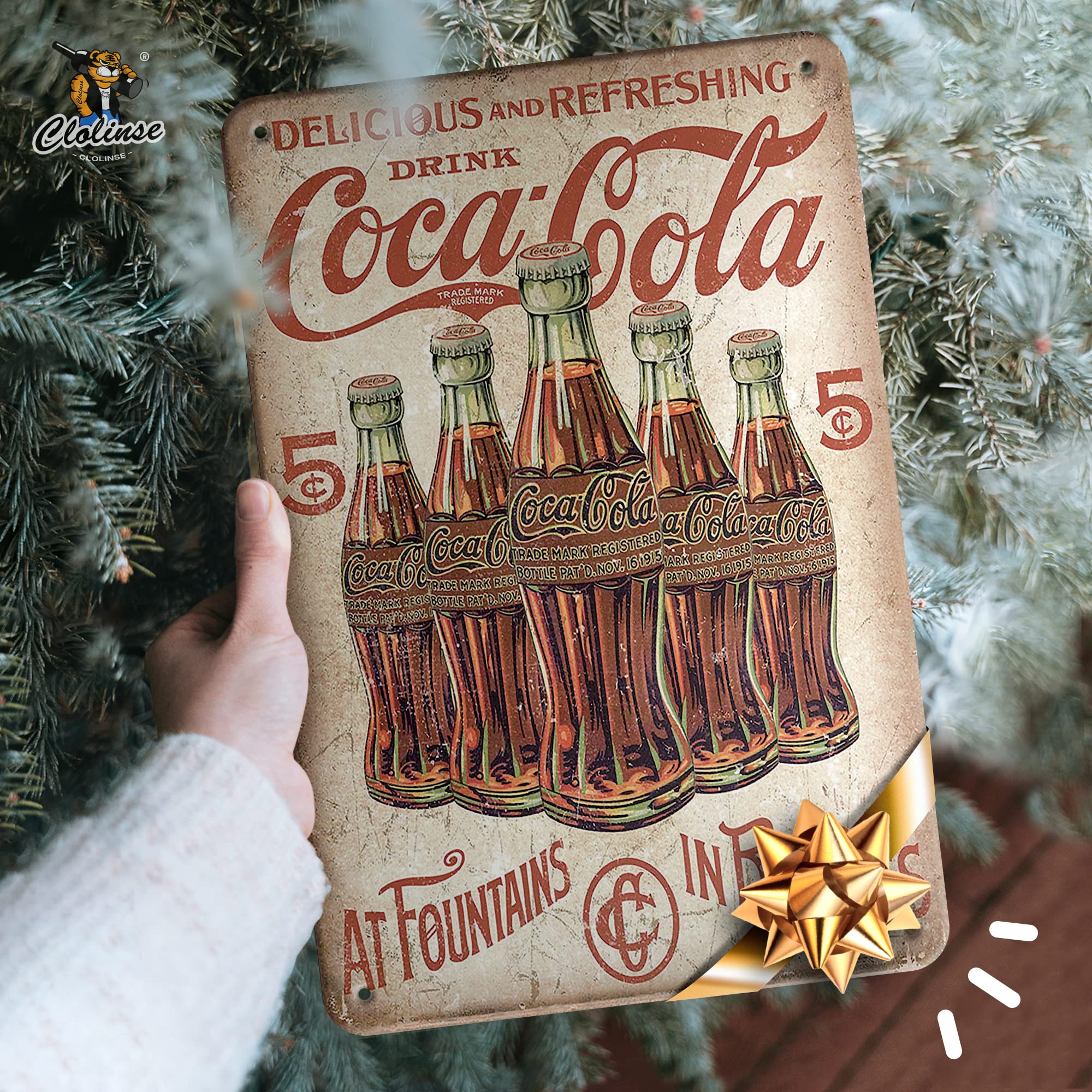Clolinse Coca Cola Tin Signs | Vintage Metal Decor Bar Cool Things For Man Cave | Coke Retro Funny Stuff Wall Poster Shop Room K