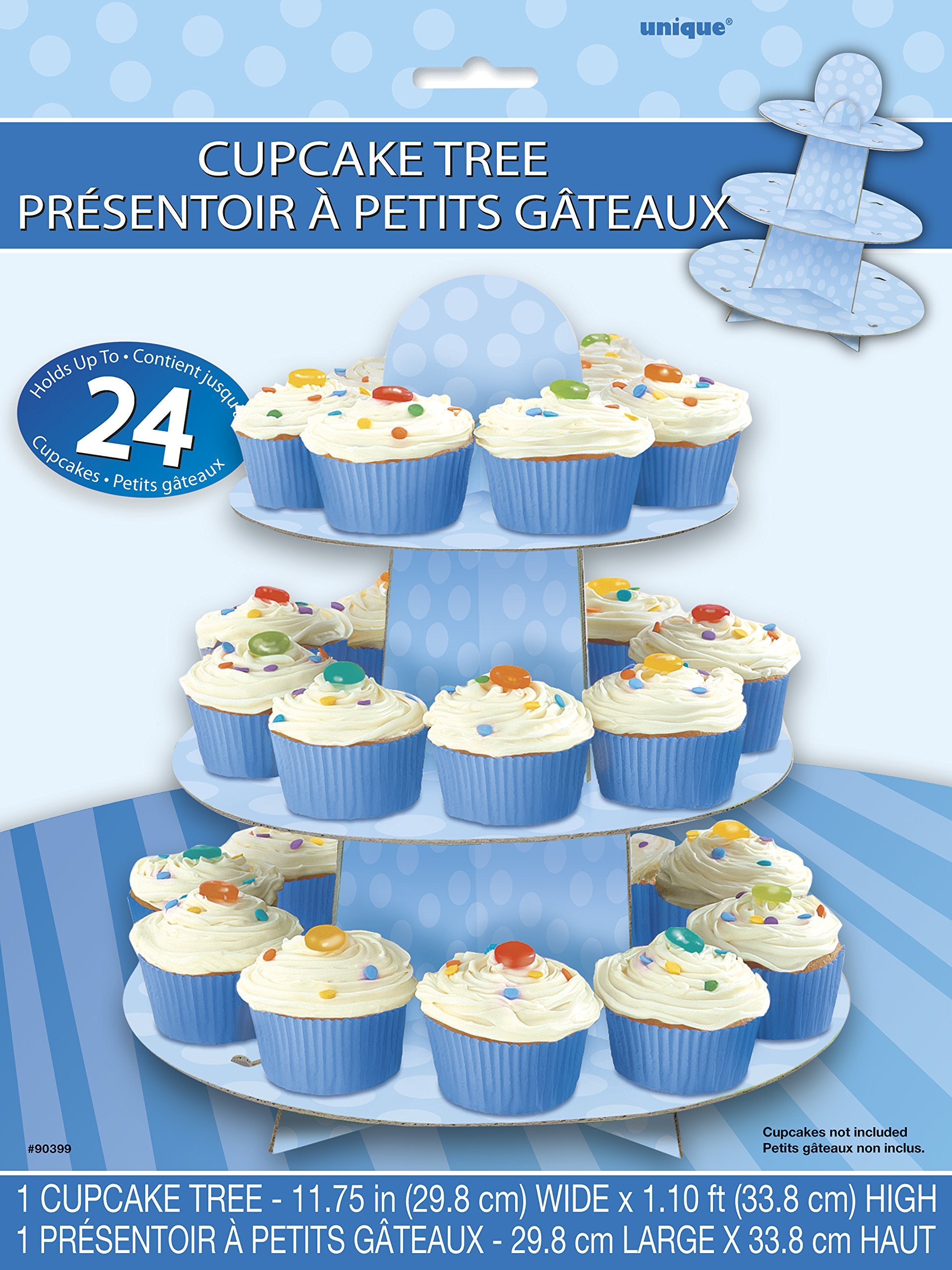 Unique Polka Dot Cardboard Cupcake Stand  13.5'' x 11.75''  Baby Blue