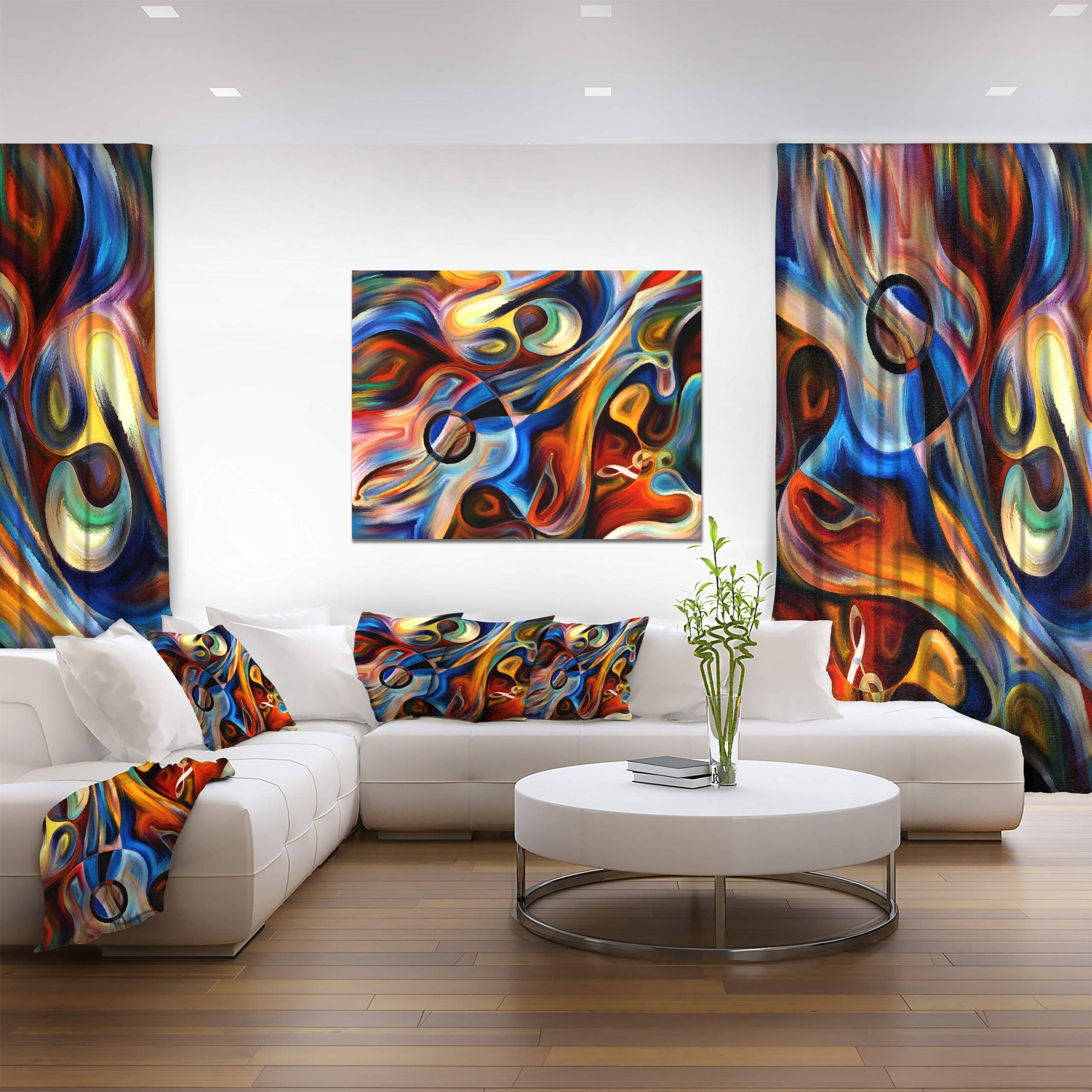 Designart Oversized Canvas Wall Art D  Cor - Abstract Music And Rhythm - Abstract Canvas Print For Bedroom, Dining Room, Living