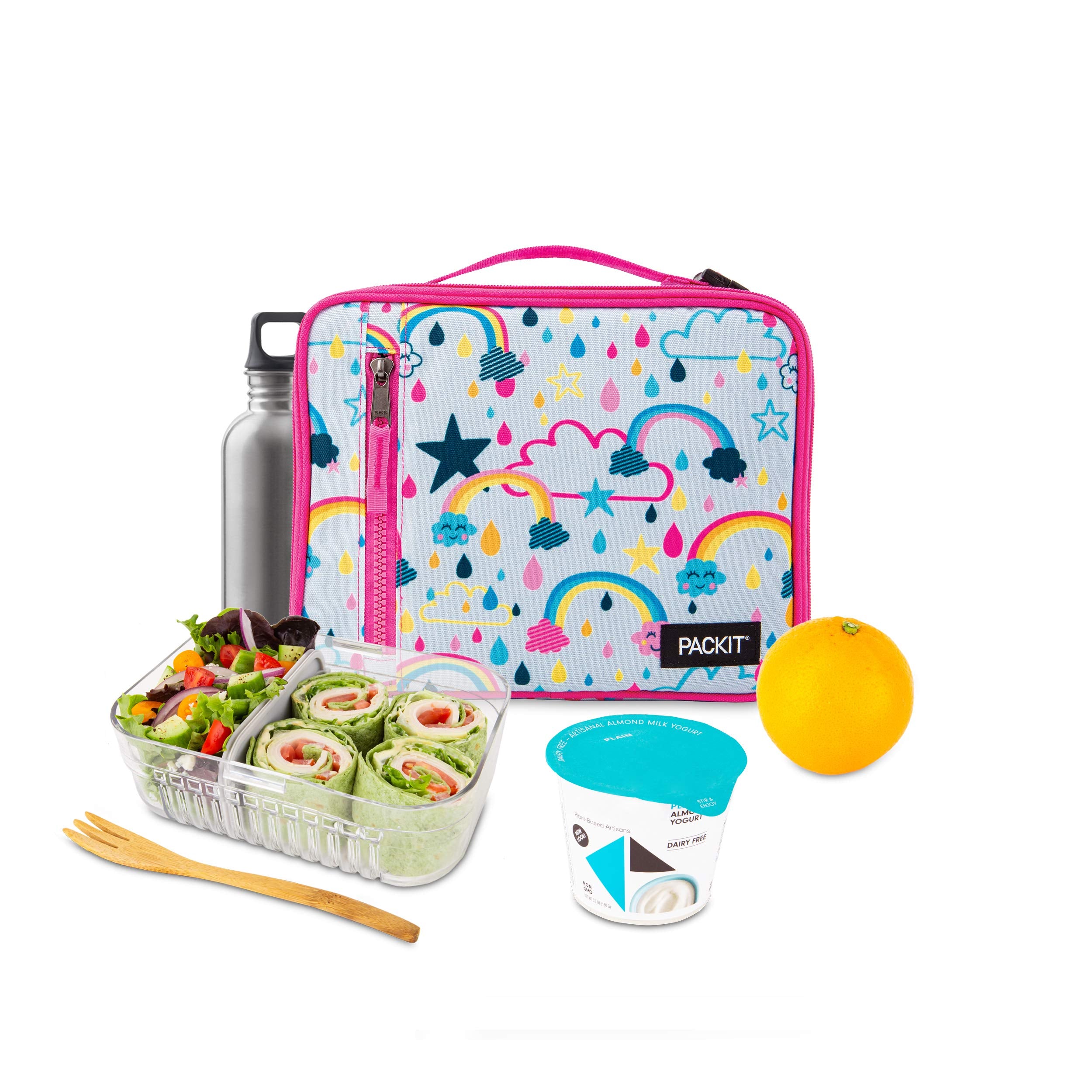 Packit Freezable Classic Lunch Box, Rainbow Sky, Built With Ecofreeze Technology, Collapsible, Reusable, Zip Closure With Zip Fr