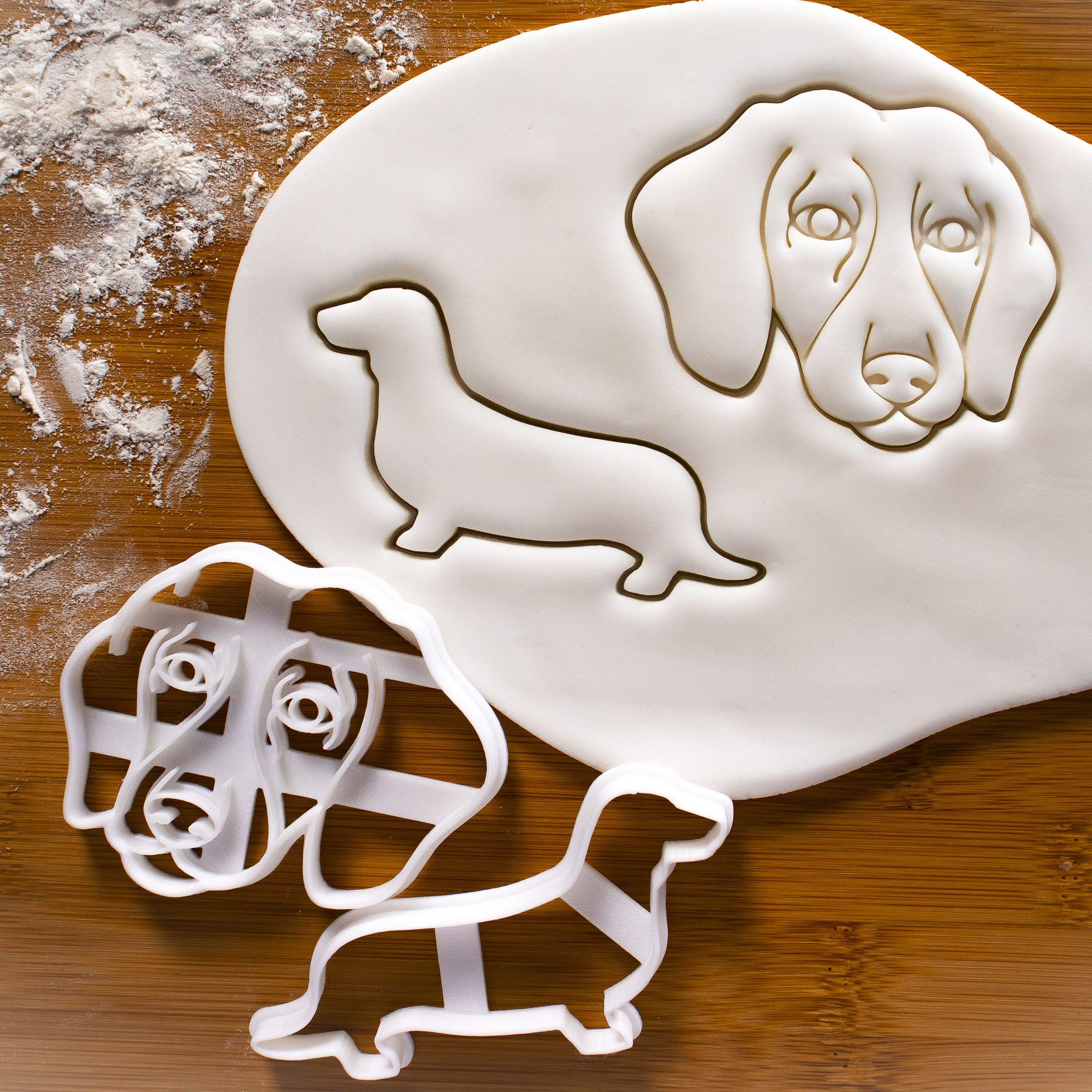 Set Of 2 Short Haired Dachshund Cookie Cutters (Face & Silhouette), 2 Pieces - Bakerlogy