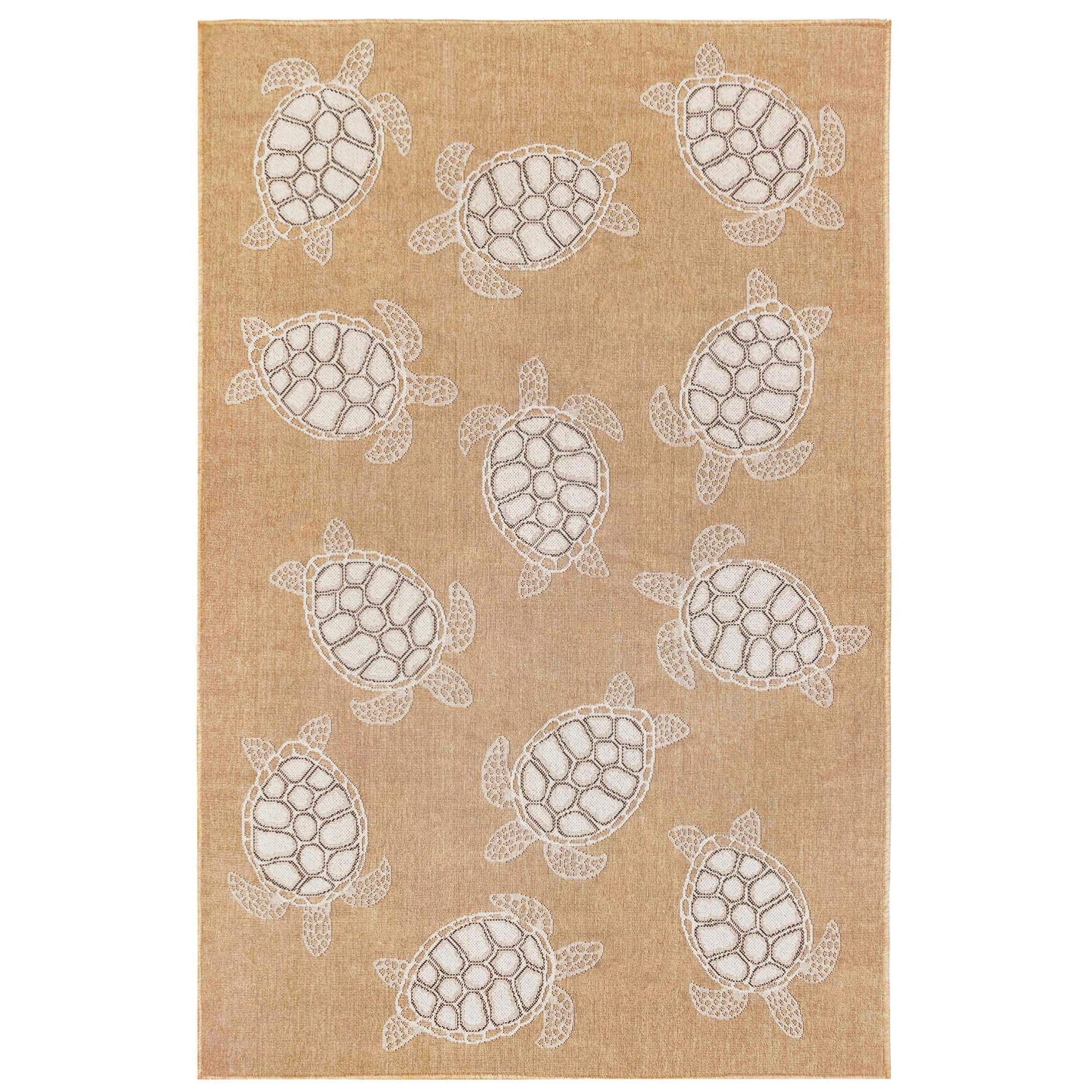 Liora Manne Sea Turtles Sand Indoor Outdoor Area Rug, 111 x 76